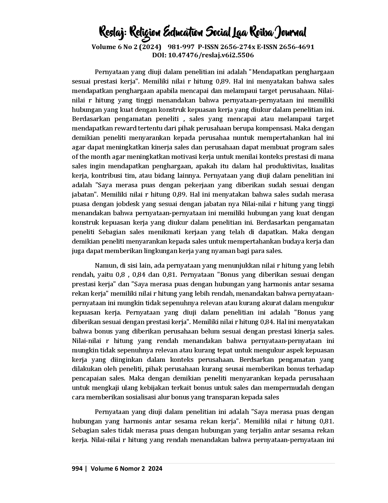 juris Analisis Pengaruh Kepuasan dan Motivasi Kerja terhadap Kinerja Penjual pada PT Indomobil Trada Nasional