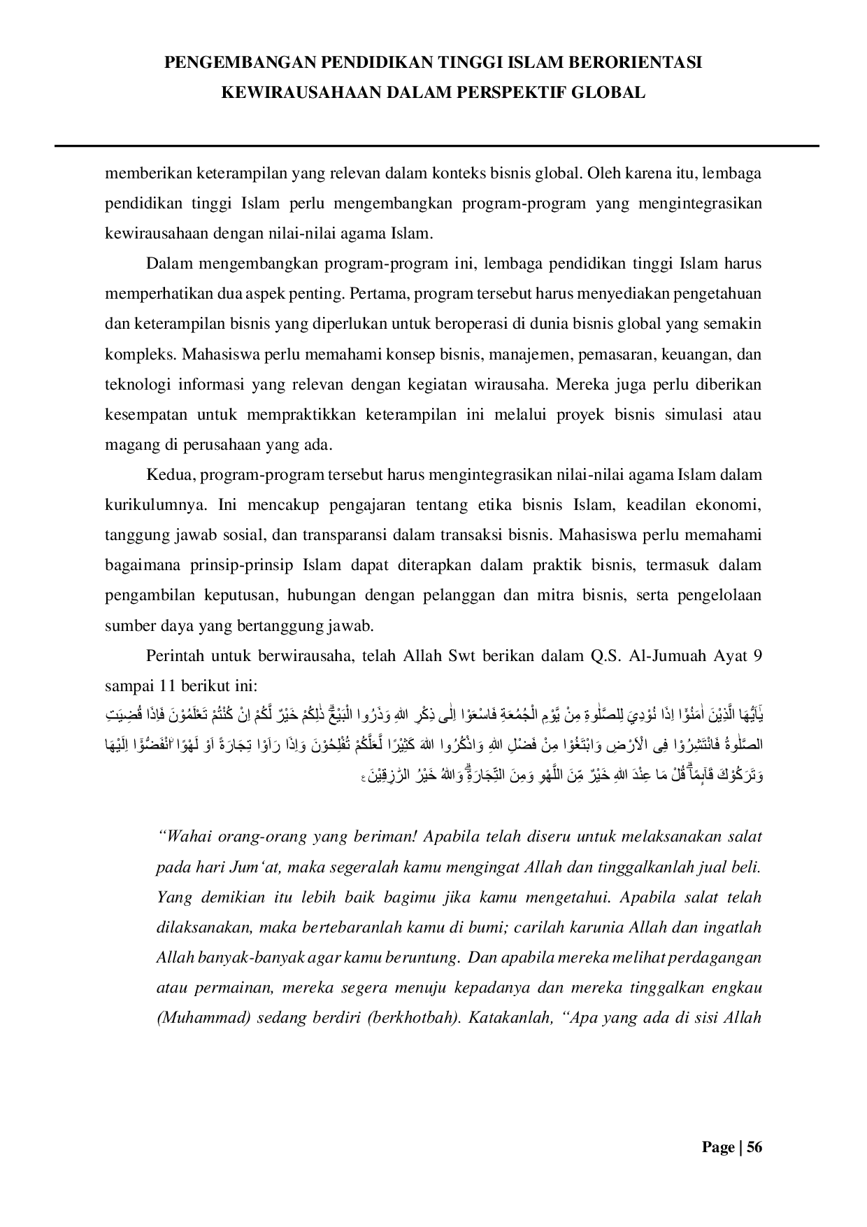 JURIS Pengembangan Pendidikan Tinggi Islam Berorientasi Kewirausahaan Dalam Perspektif Global