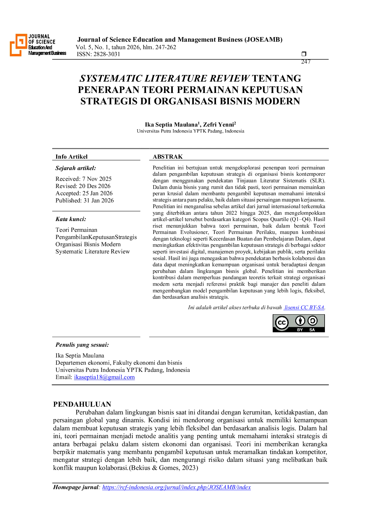 JURIS Systematic Literature Review Tentang Penerapan Teori Permainan Keputusan Strategis Di Organisasi Bisnis Modern