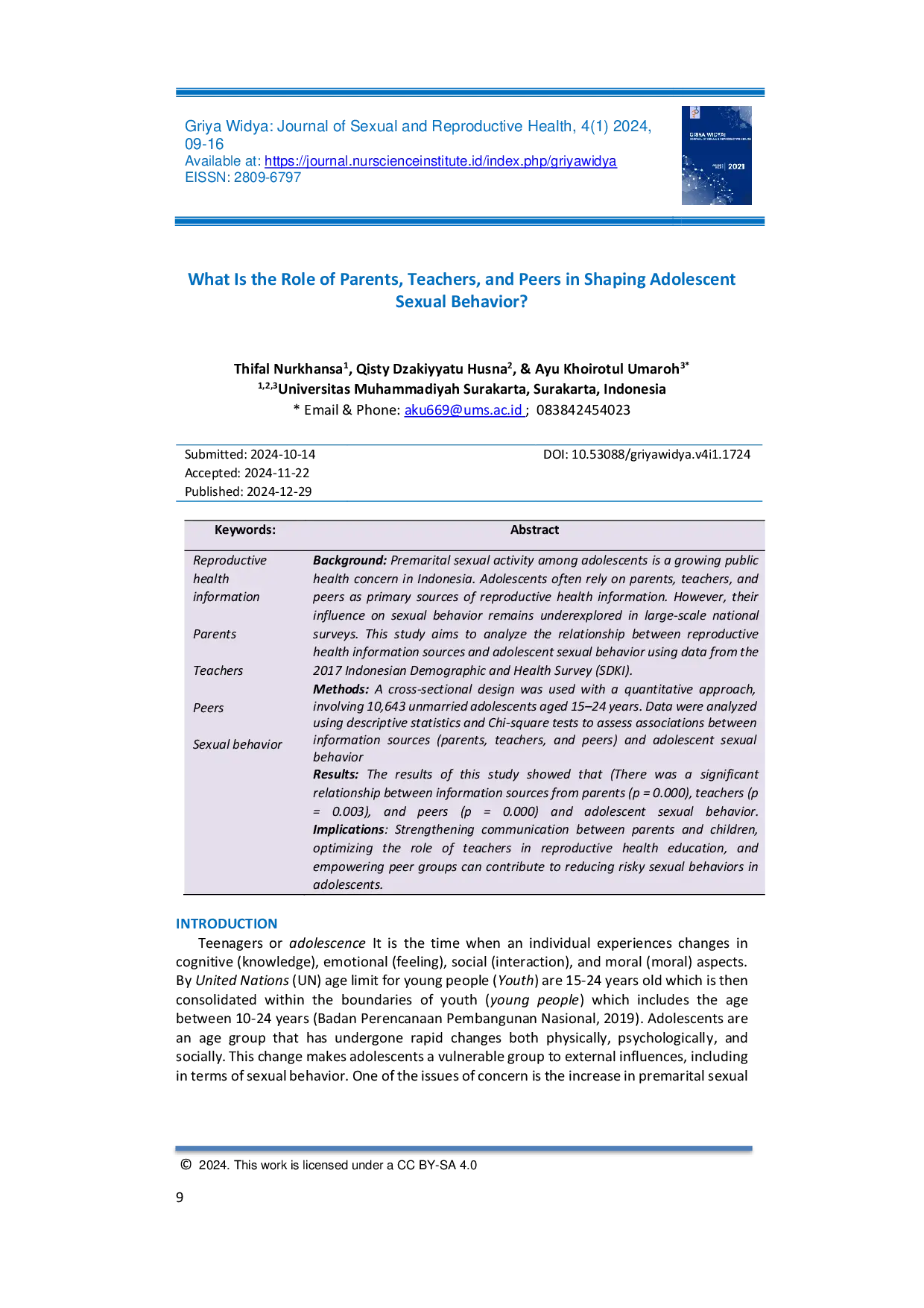 JURIS What Is the Role of Parents Teachers and Peers in Shaping Adolescent Sexual Behavior