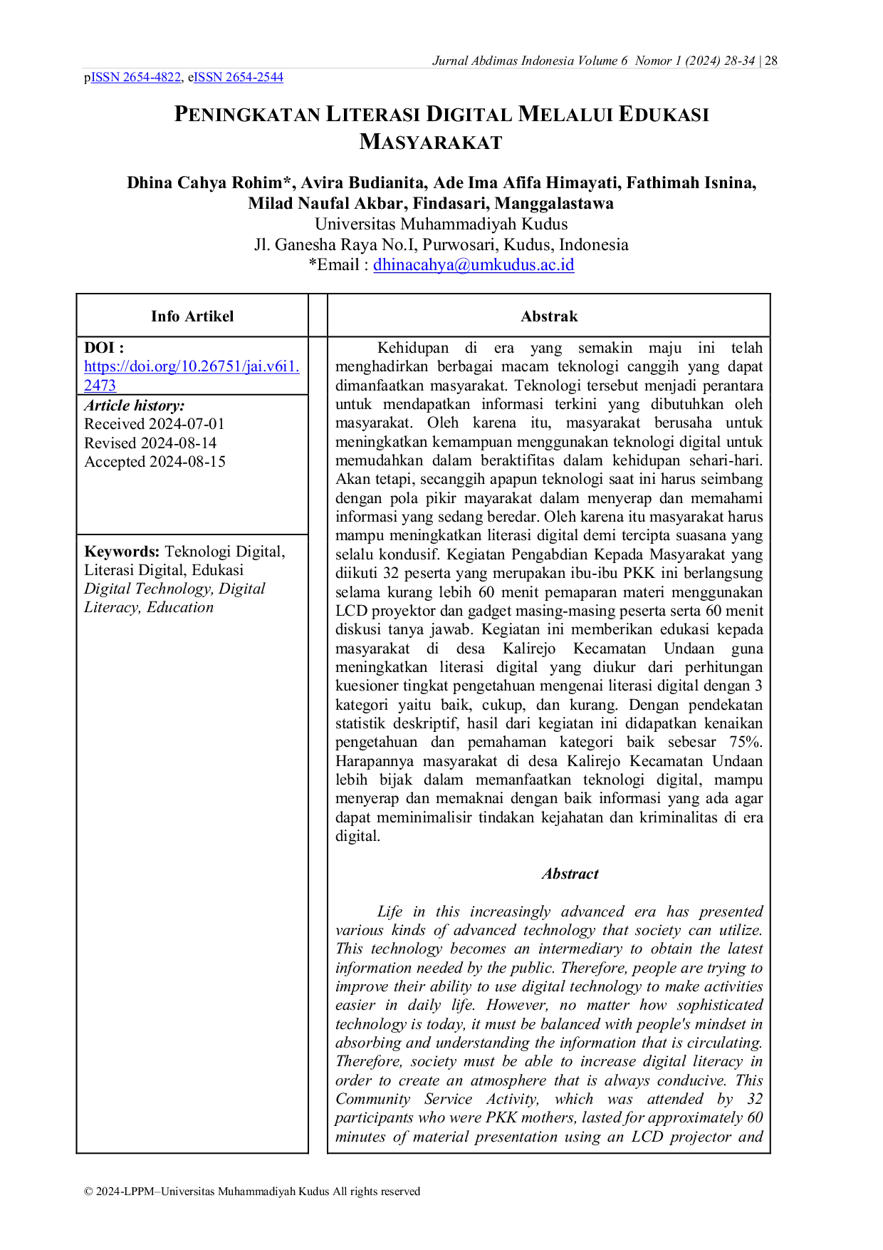 JURIS Peningkatan Literasi Digital Melalui Edukasi Masyarakat