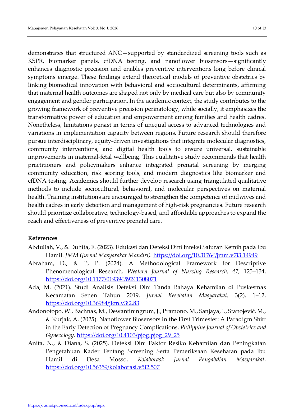 JURIS The Role of Prenatal Screening in Early Detection of Pregnancy Problems According to Obstetrics and Gynecology Literature