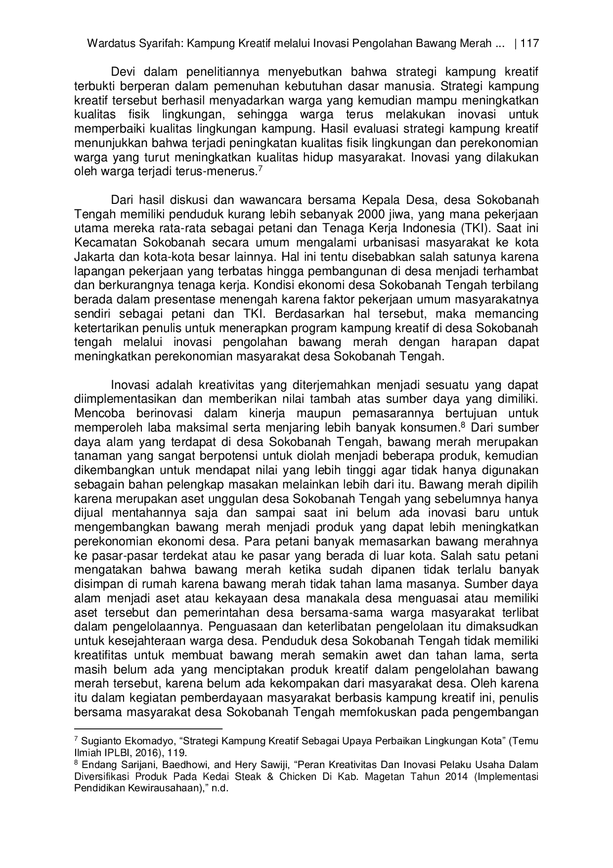 JURIS Kampung Kreatif Melalui Inovasi Pengolahan Bawang Merah Dalam Upaya Meningkatkan Perekonomian Masyarakat