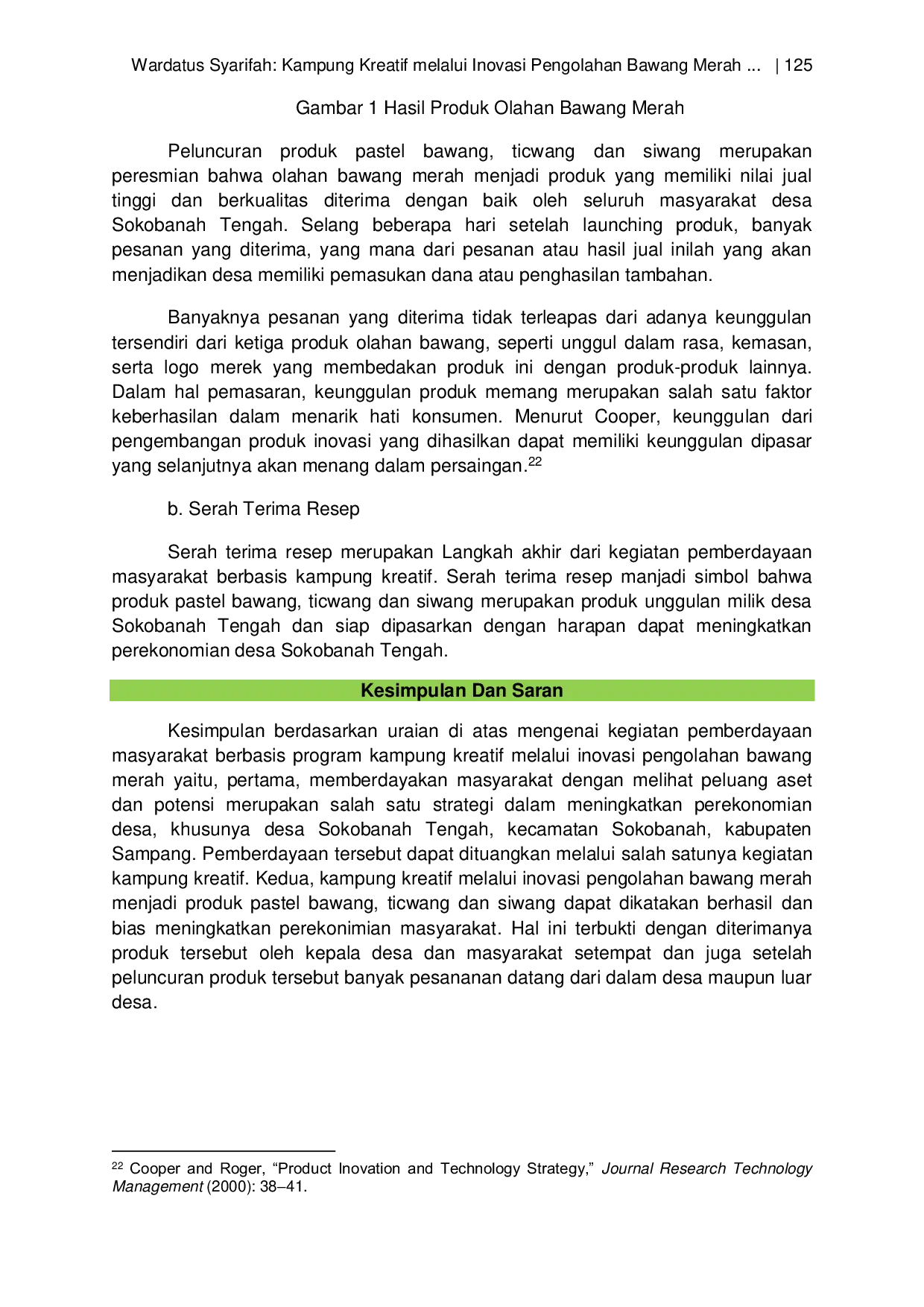 JURIS Kampung Kreatif Melalui Inovasi Pengolahan Bawang Merah Dalam Upaya Meningkatkan Perekonomian Masyarakat