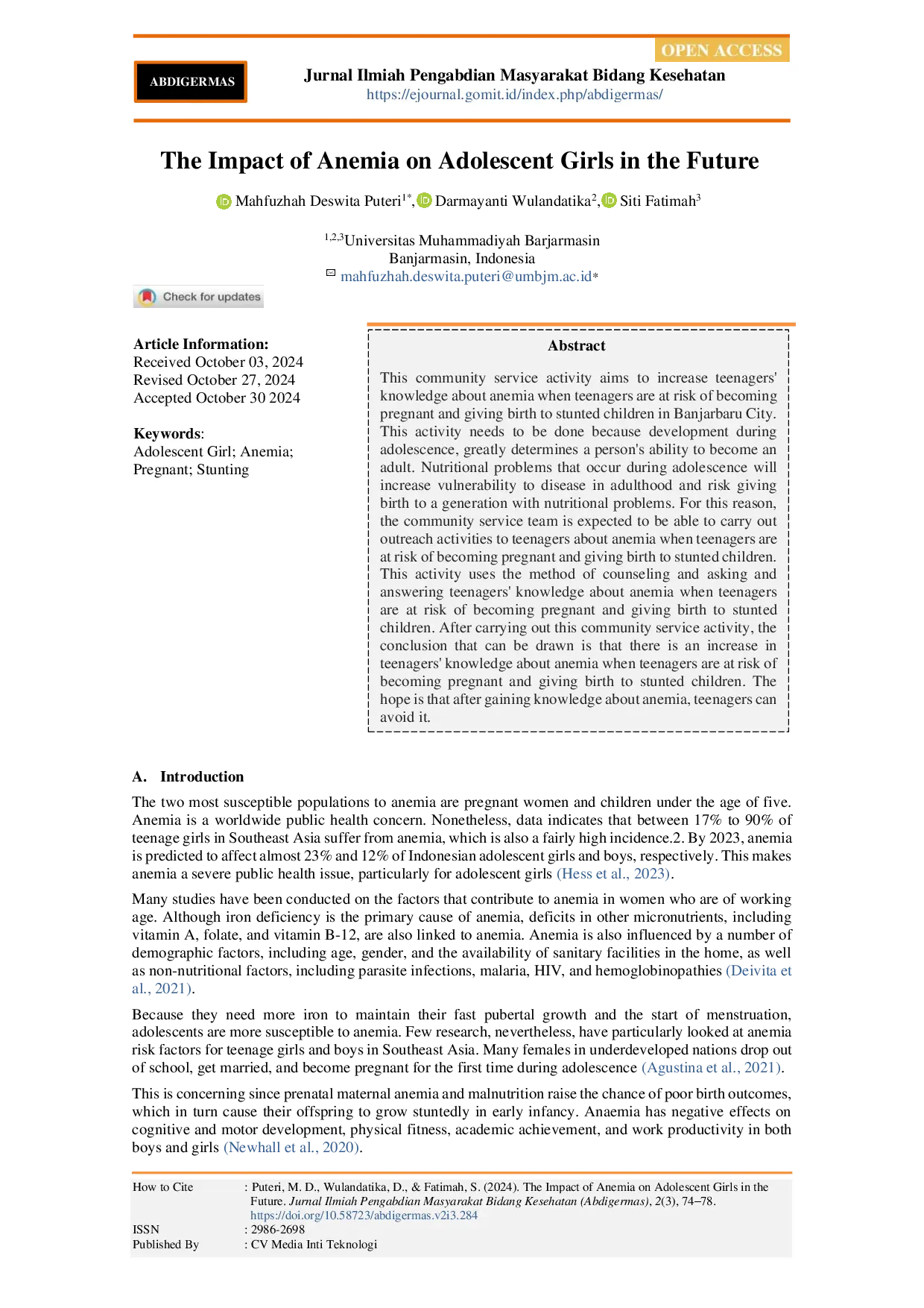 juris The Impact of Anemia on Adolescent Girls in the Future