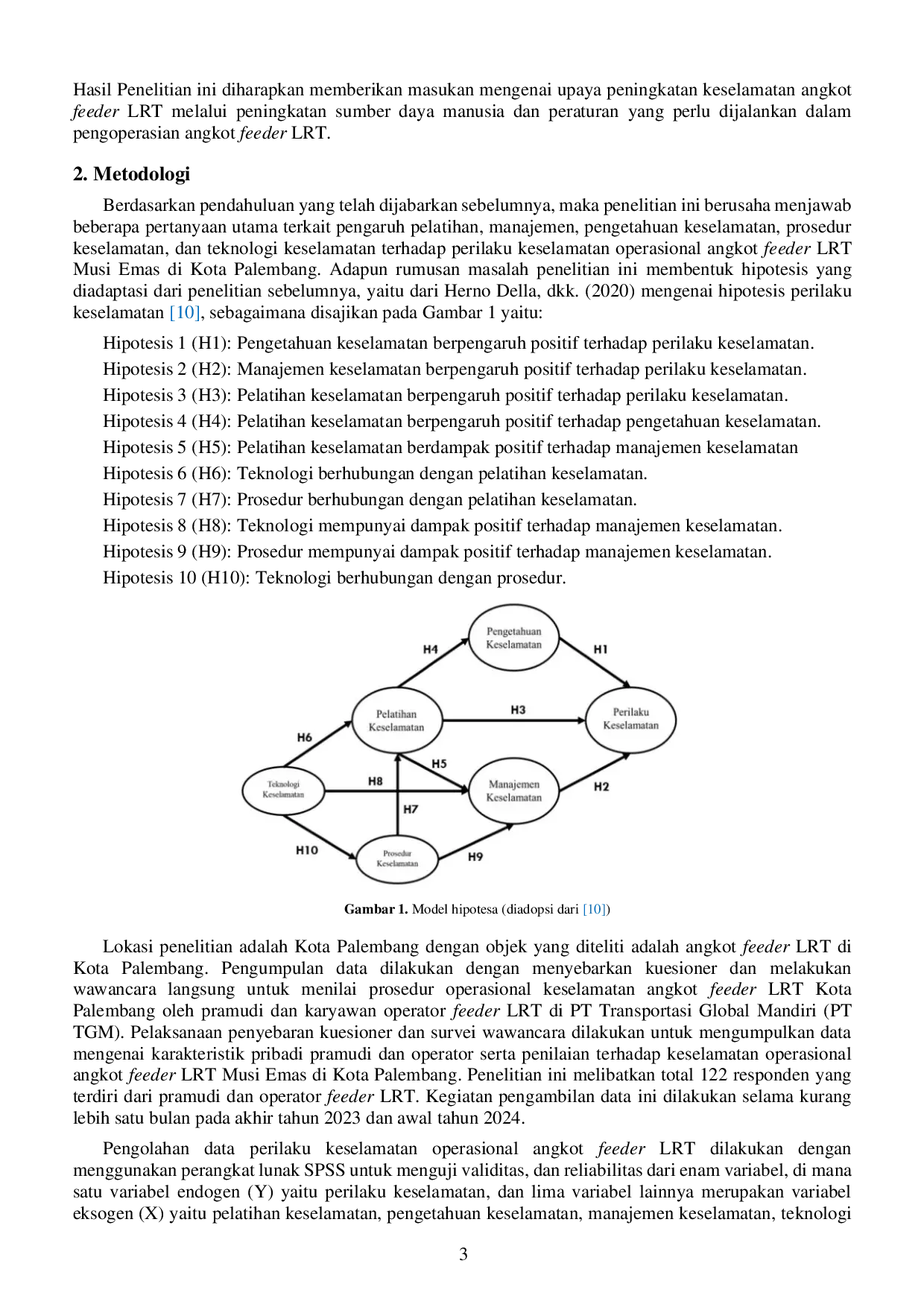 JURIS Pengaruh Pelatihan Manajemen dan Teknologi Keselamatan terhadap Perilaku Keselamatan Operasional Angkot Feeder LRT Musi Emas