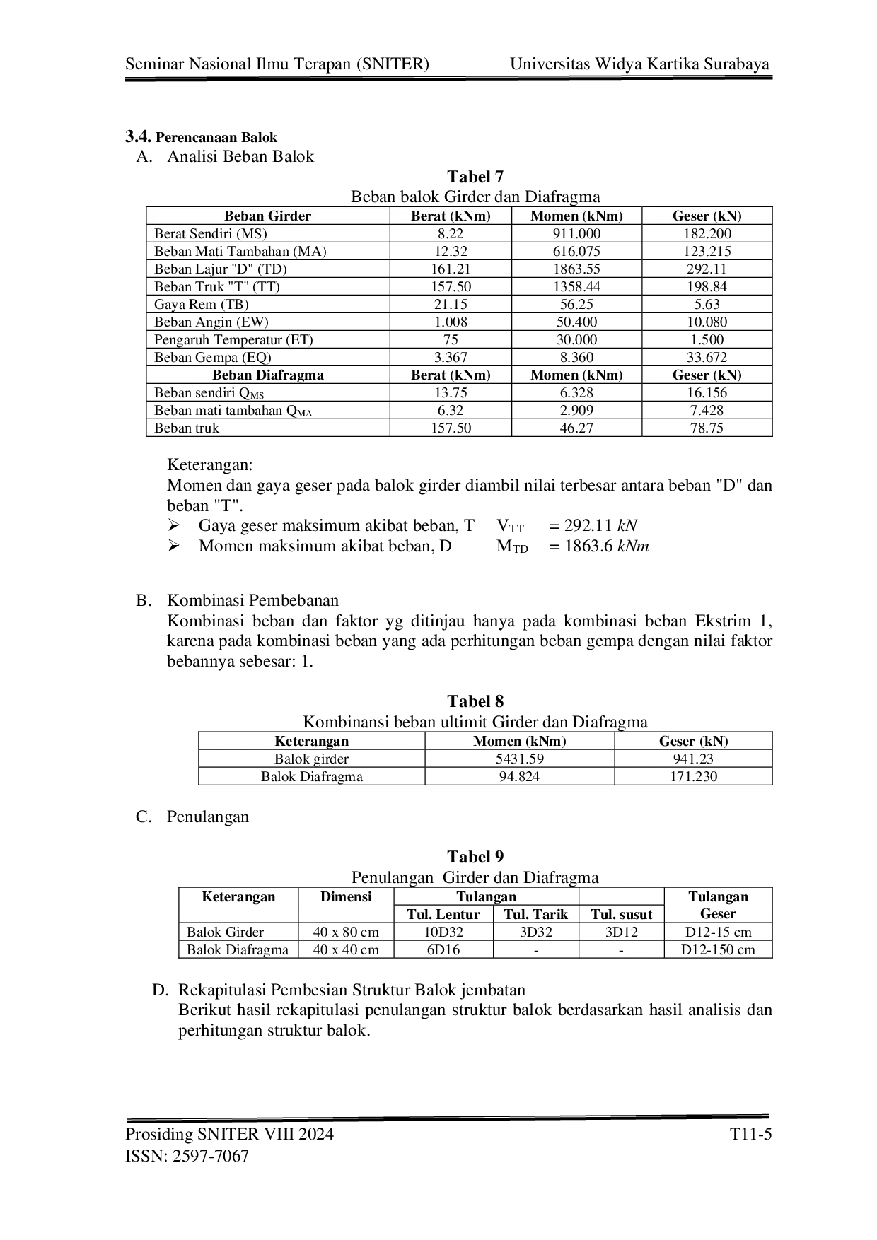 JURIS Perencanaan Struktur Atas Jembatan Beton Bertulang Dengan Menggunakan Beban Gempa SNI 1726 2019 Di Kota Balikpapan