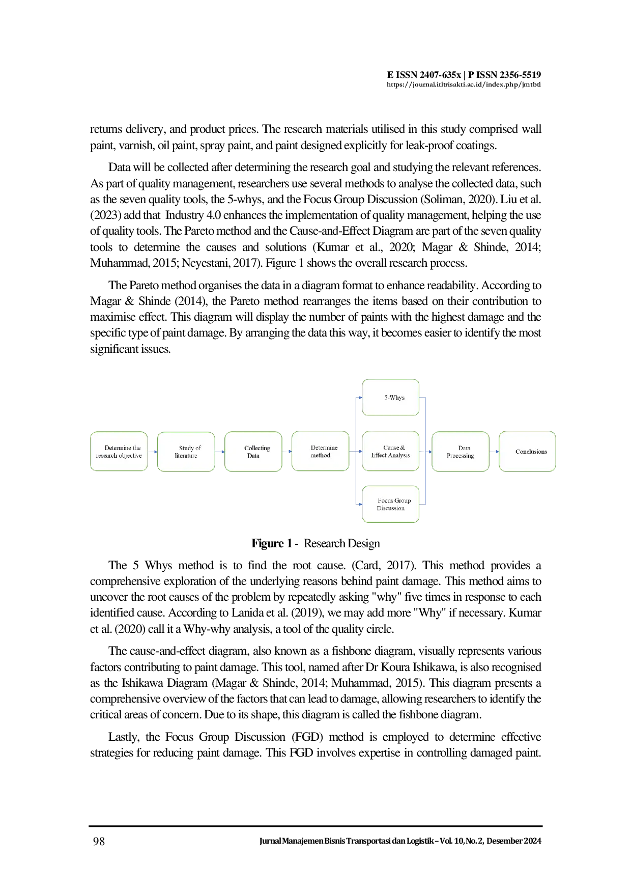JURIS Evaluation of Reverse Logistics in the Paint Distribution Process Using The Pareto Method and Cuase and effect Analysis