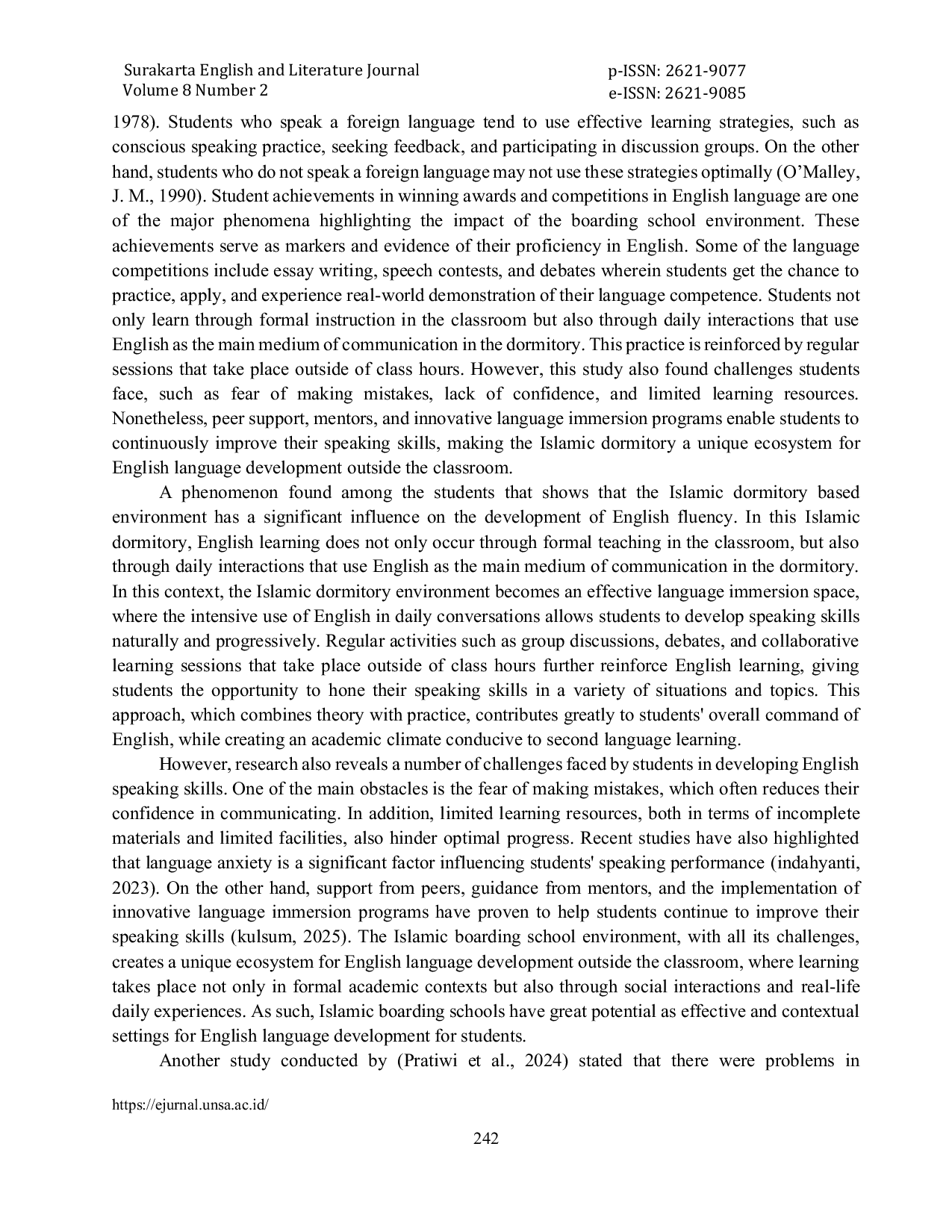 JURIS Beyond the Classroom Exploring English Fluency among Students in an Islamic Dormitory