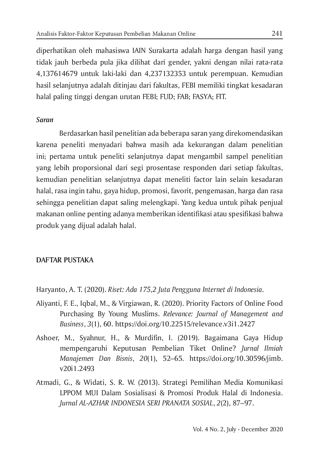 JURIS Analisis Faktor Faktor Keputusan Pembelian Makanan Online Muslim Milenial
