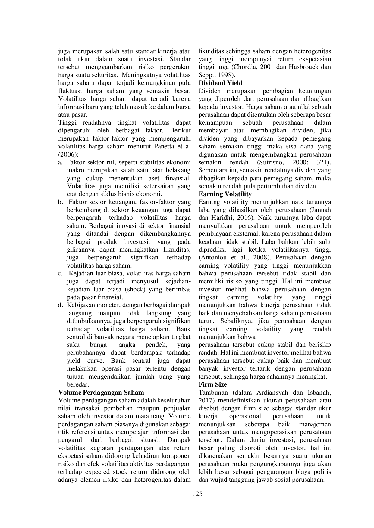 JURIS PENGARUH VOLUME PERDAGANGAN SAHAM DIVIDEND YIELD EARNING VOLATILITY FIRM SIZE DAN NILAI TUKAR TERHADAP VOLATILITAS HARGA SAHAM Studi Empiris Prusahaan yang Terdaftar Indeks LQ45 Periode 2016 2020
