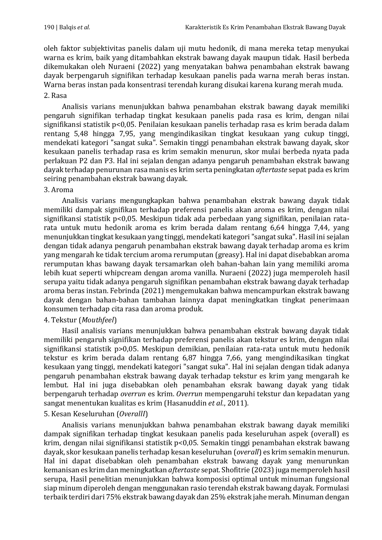 JURIS Physicochemical and Sensory Characteristics of Ice Cream with Addition of Dayak Onion Extract