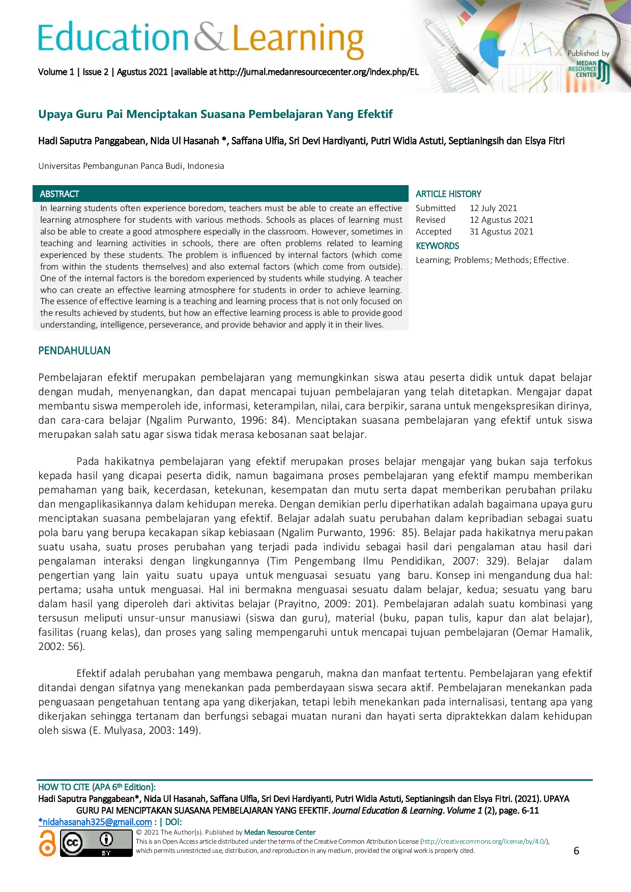 JURIS Upaya Guru Pai Menciptakan Suasana Pembelajaran Yang Efektif