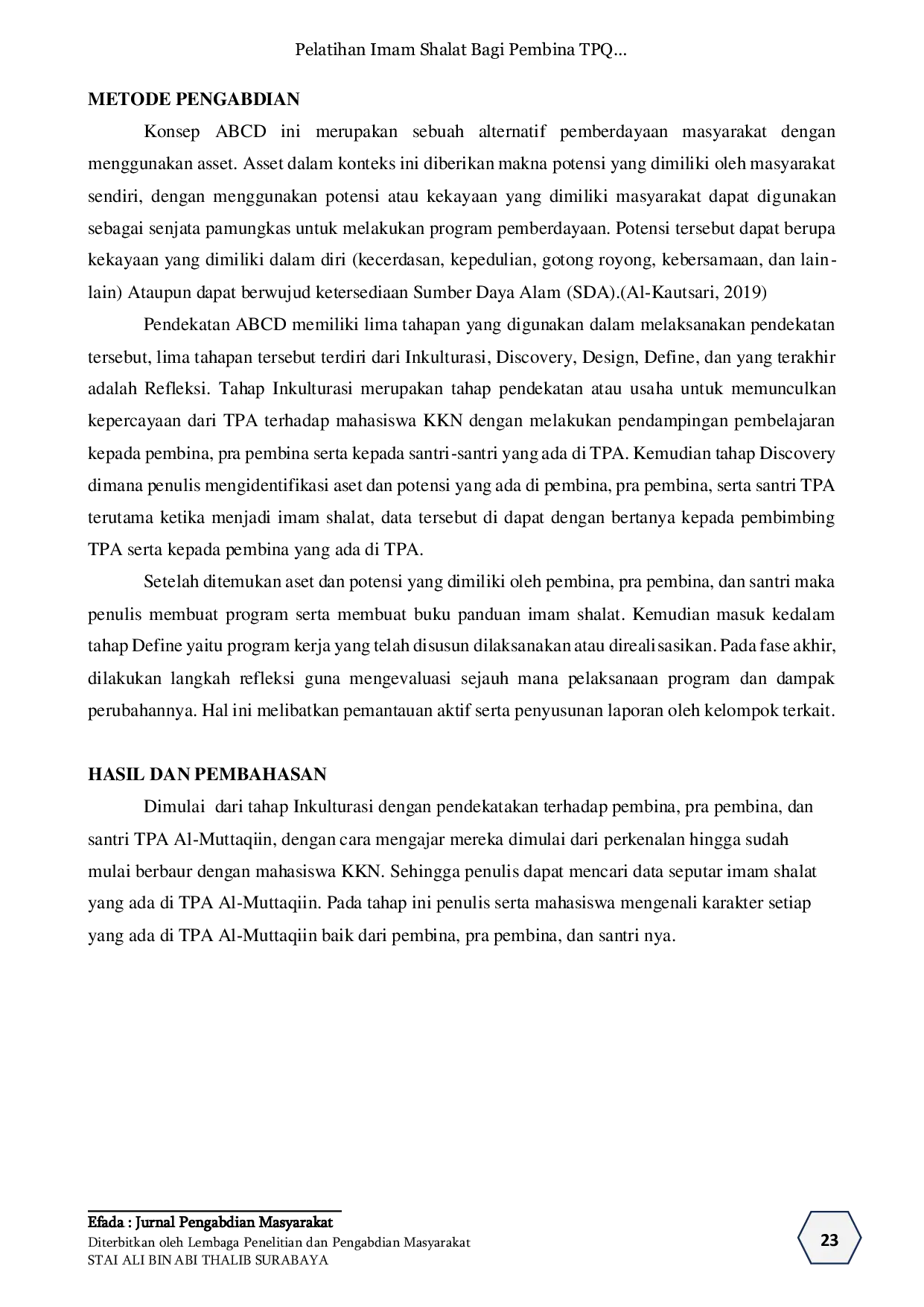 JURIS Pelatihan Imam Shalat Bagi Pembina TPQ Al Muttaqin Desa Mertelu Kecamatan Gedangsari