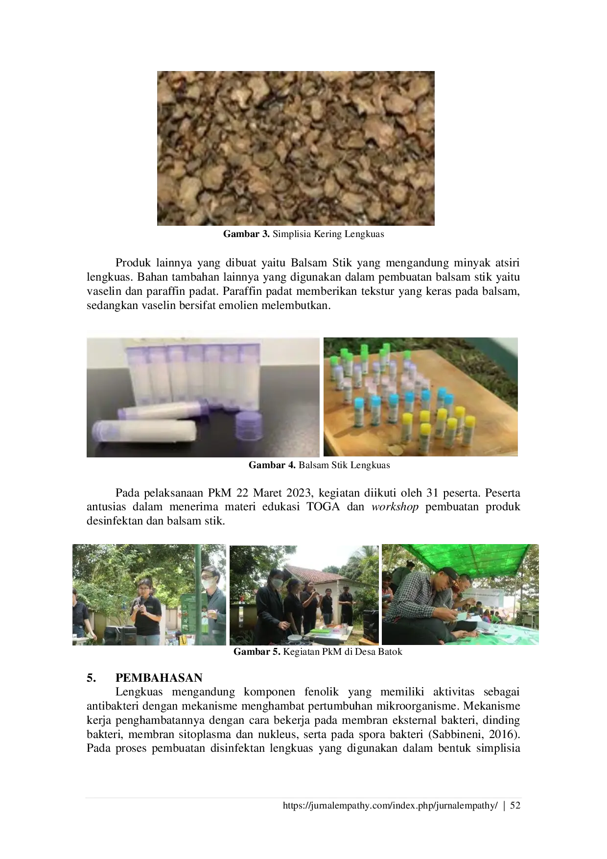 JURIS Edukasi Pemanfaatan TOGA dan Pembuatan Produk Disinfektan serta Balsam Stik Berbahan Dasar Lengkuas