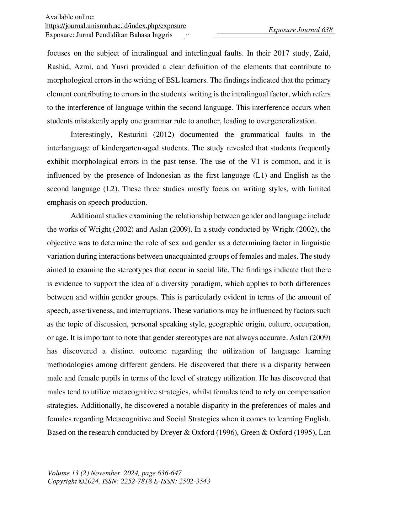 JURIS Morphological and Syntactical Errors of Junior High School Students with Different Sex in Speech Production