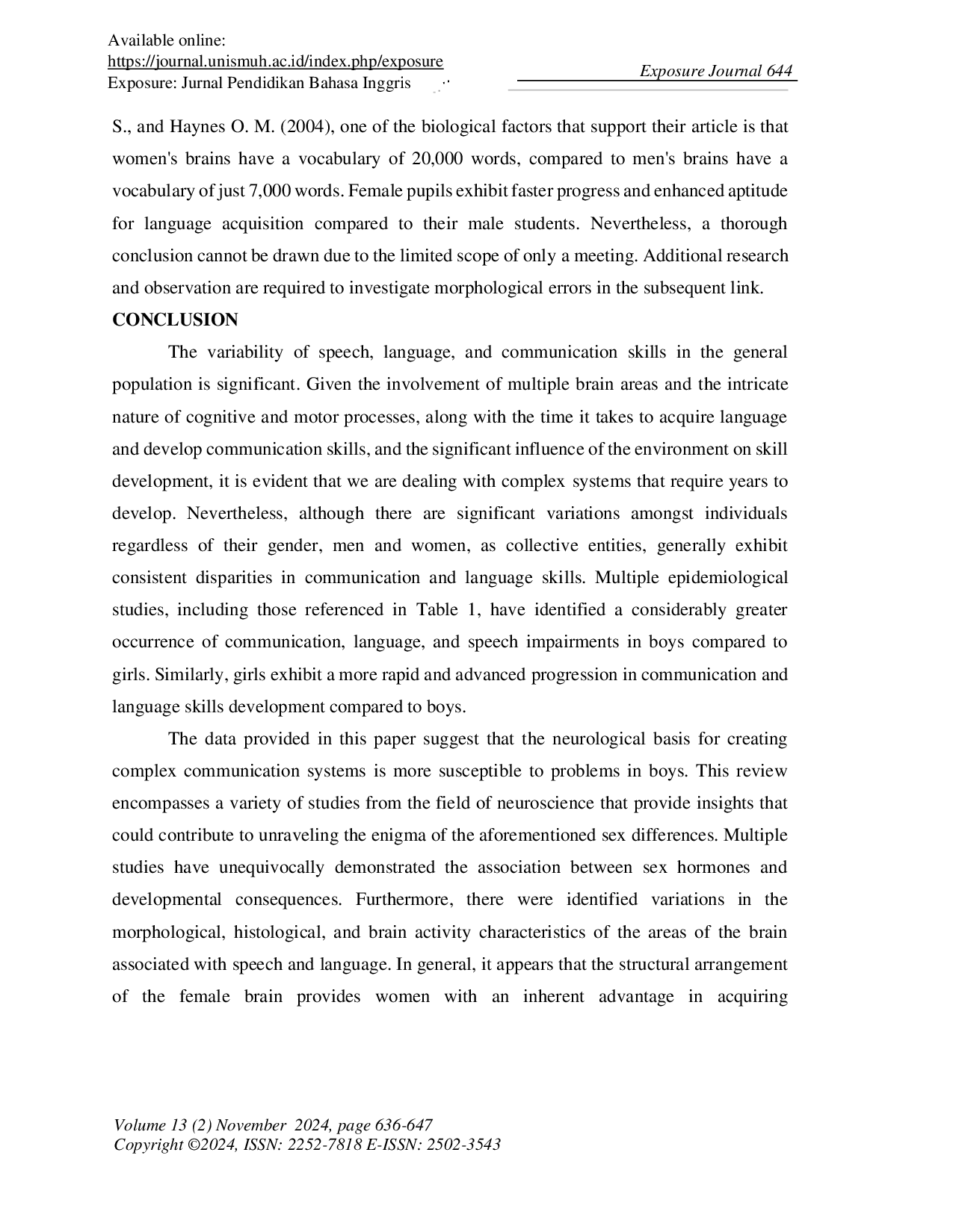 JURIS Morphological and Syntactical Errors of Junior High School Students with Different Sex in Speech Production