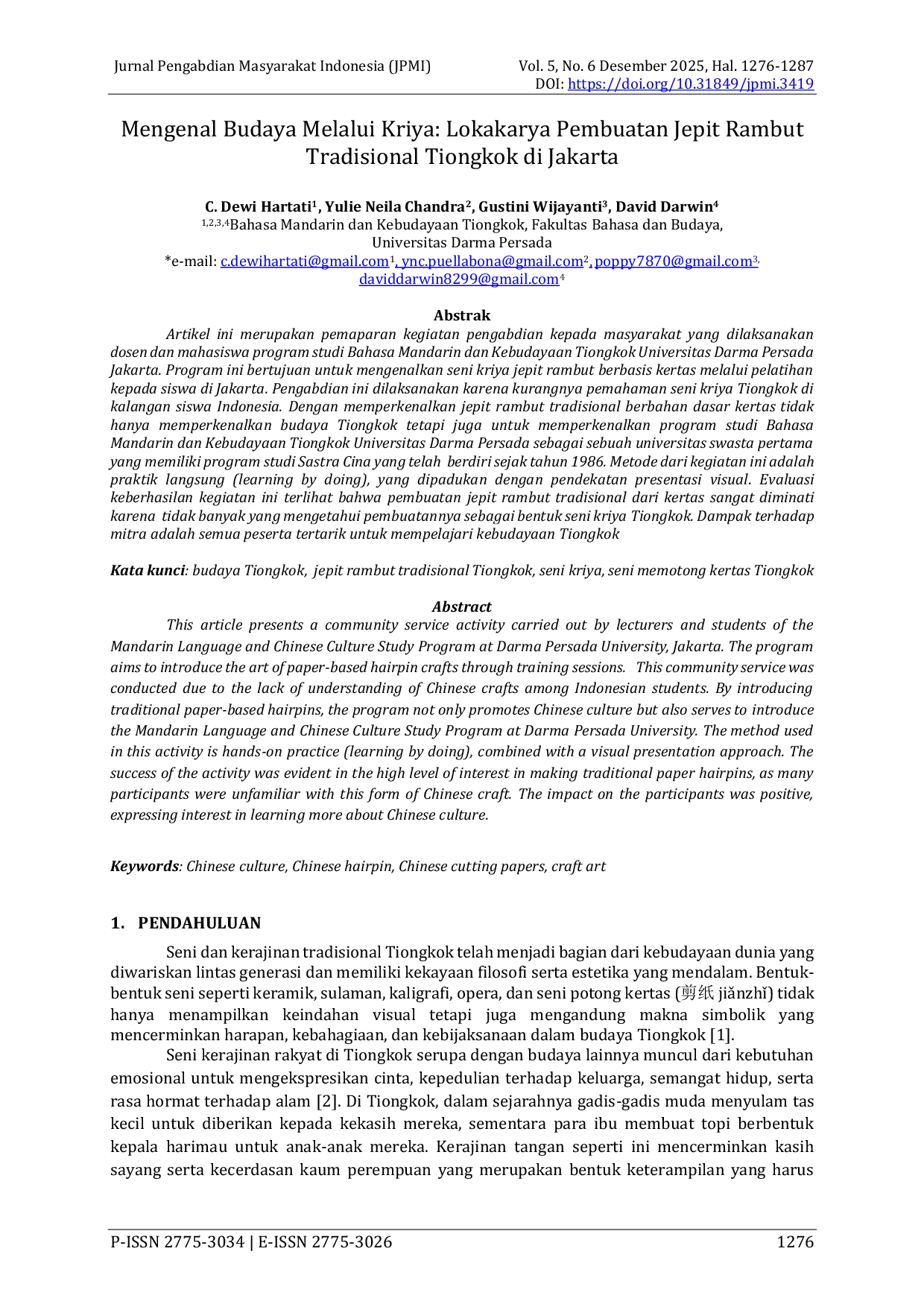 JURIS Mengenal Budaya Melalui Kriya Lokakarya Pembuatan Jepit Rambut Tradisional Tiongkok di Jakarta