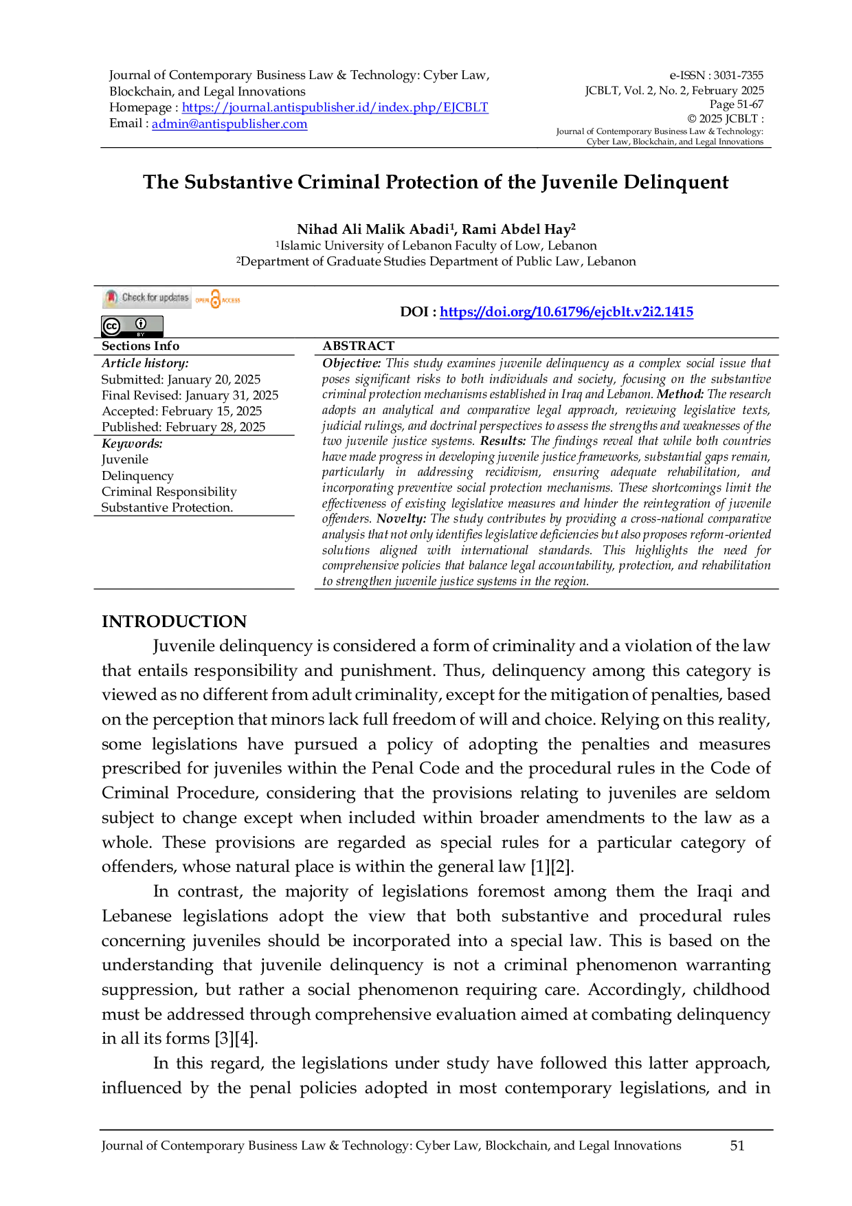 JURIS Perlindungan Kriminal Substansif Terhadap Anak Pelaku Tindak Pidana The Substantive Criminal Protection of the Juvenile Delinquent
