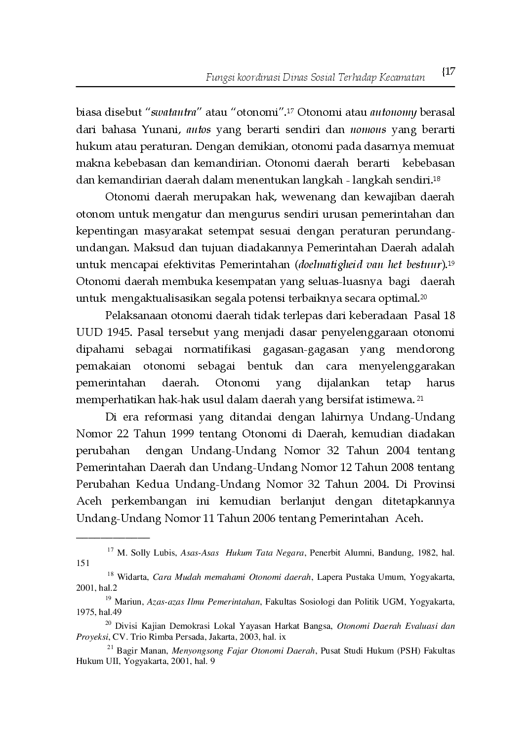 juris Fungsi Koordinasi Dinas Sosial Terhadap Kecamatan Dalam Penanggulangan Kemiskinan Di Aceh Barat