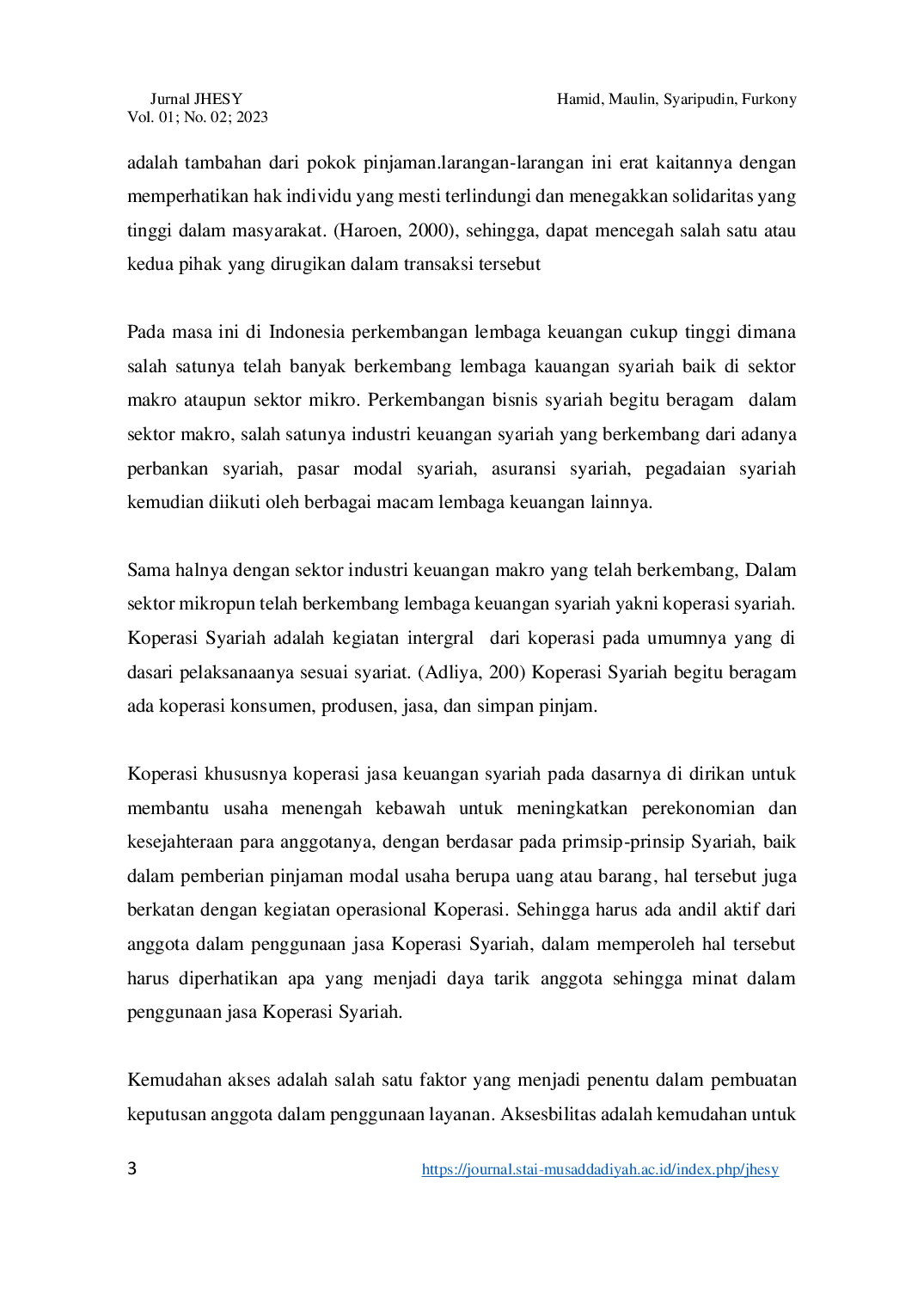 JURIS Pengaruh Aksesibilitas Bank Emok Terhadap Minat Masyarakat Dalam Pemanfaatan Jasa Koperasi Syariah Studi pada Koperasi Syariah Masjid Besar Kecamatan Ganeas Kabupaten Sumedang