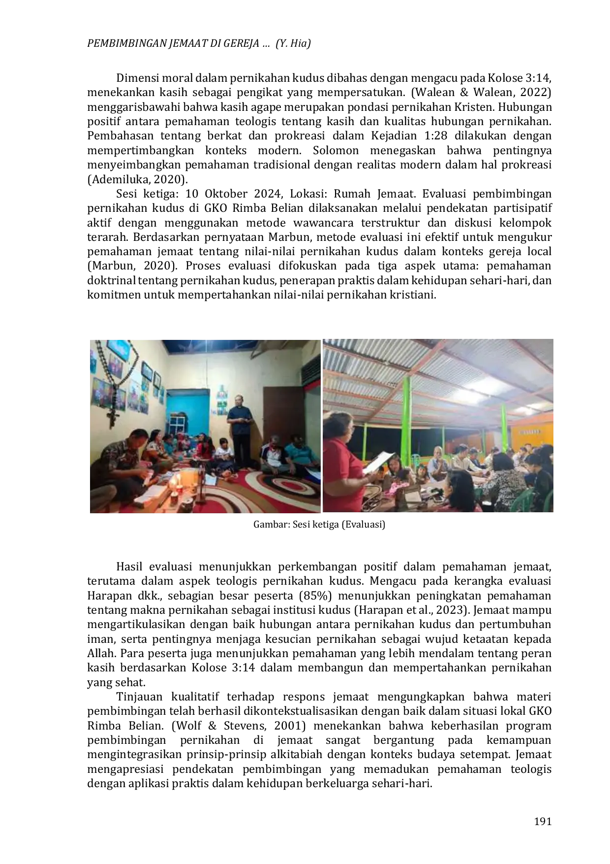JURIS Pembimbingan Jemaat di Gereja Kristen Oikoumene Rimba Belian Tentang Revitalisasi Pemahaman Pernikahan Kudus