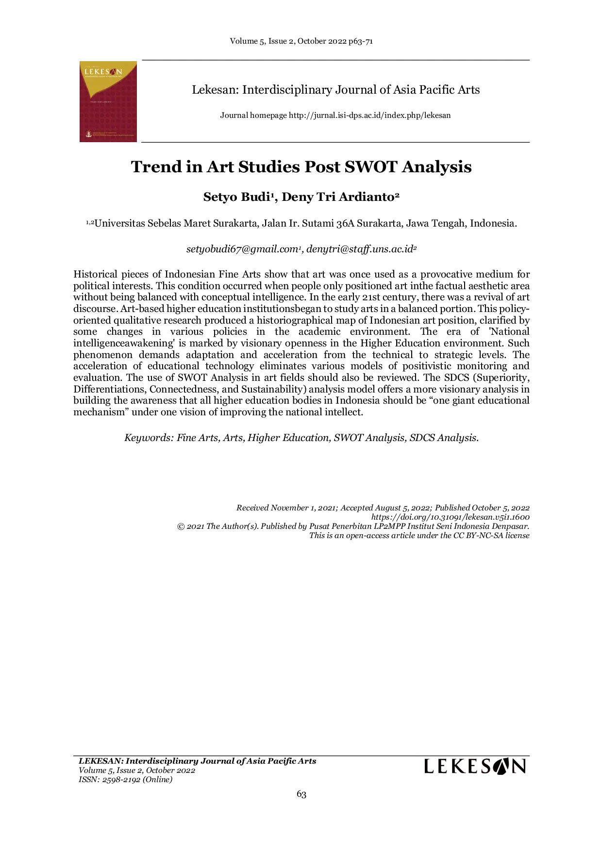 JURIS Trend in Art Studies Post SWOT Analysis