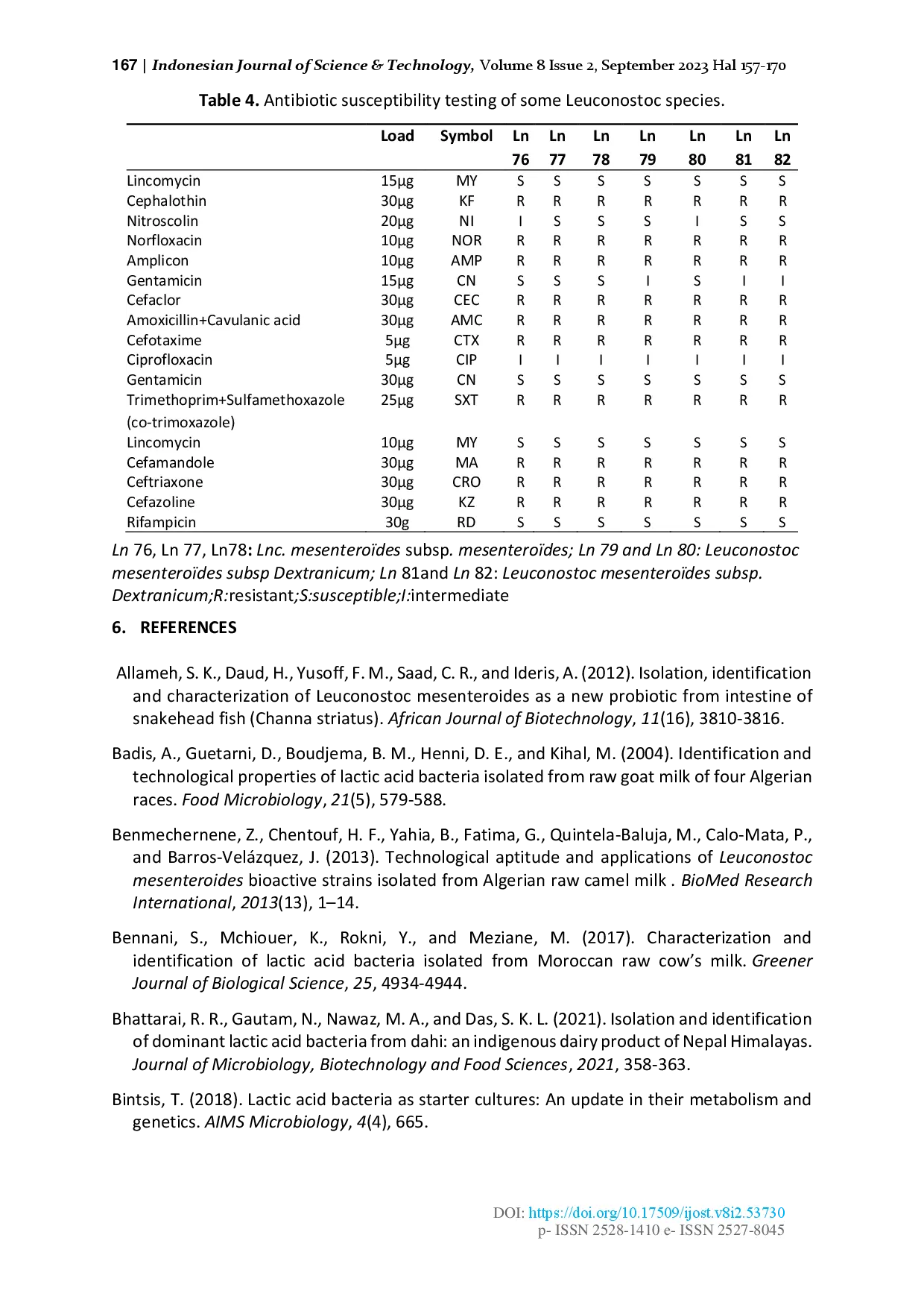 juris Technological Aptitude and Sensitivity of Lactic Acid Bacteria Leuconostoc Isolated from Raw Milk of Cows From Step by Step Experimental Procedure to the Results