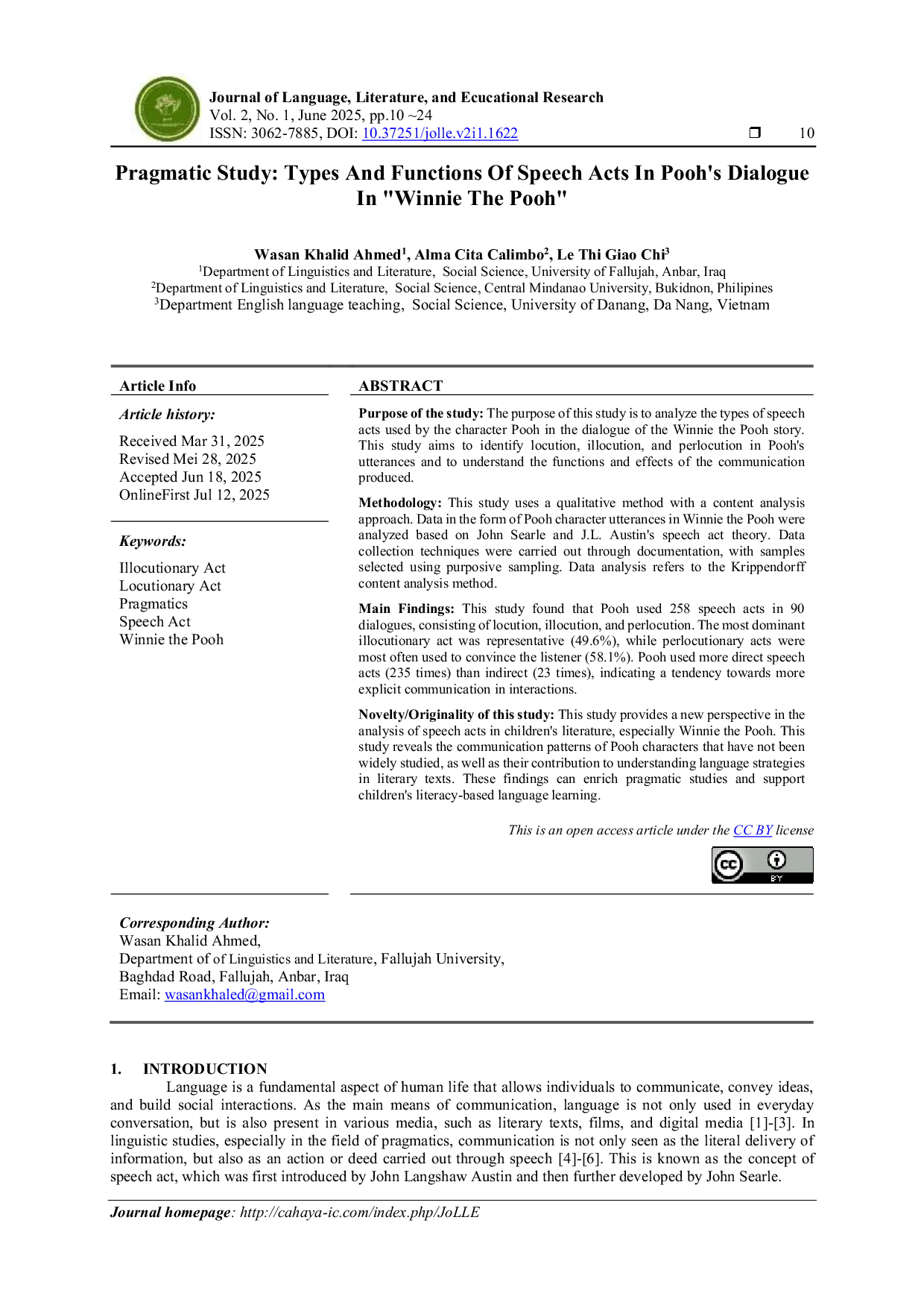 JURIS Pragmatic Study Types And Functions Of Speech Acts In Pooh s Dialogue In Winnie The Pooh