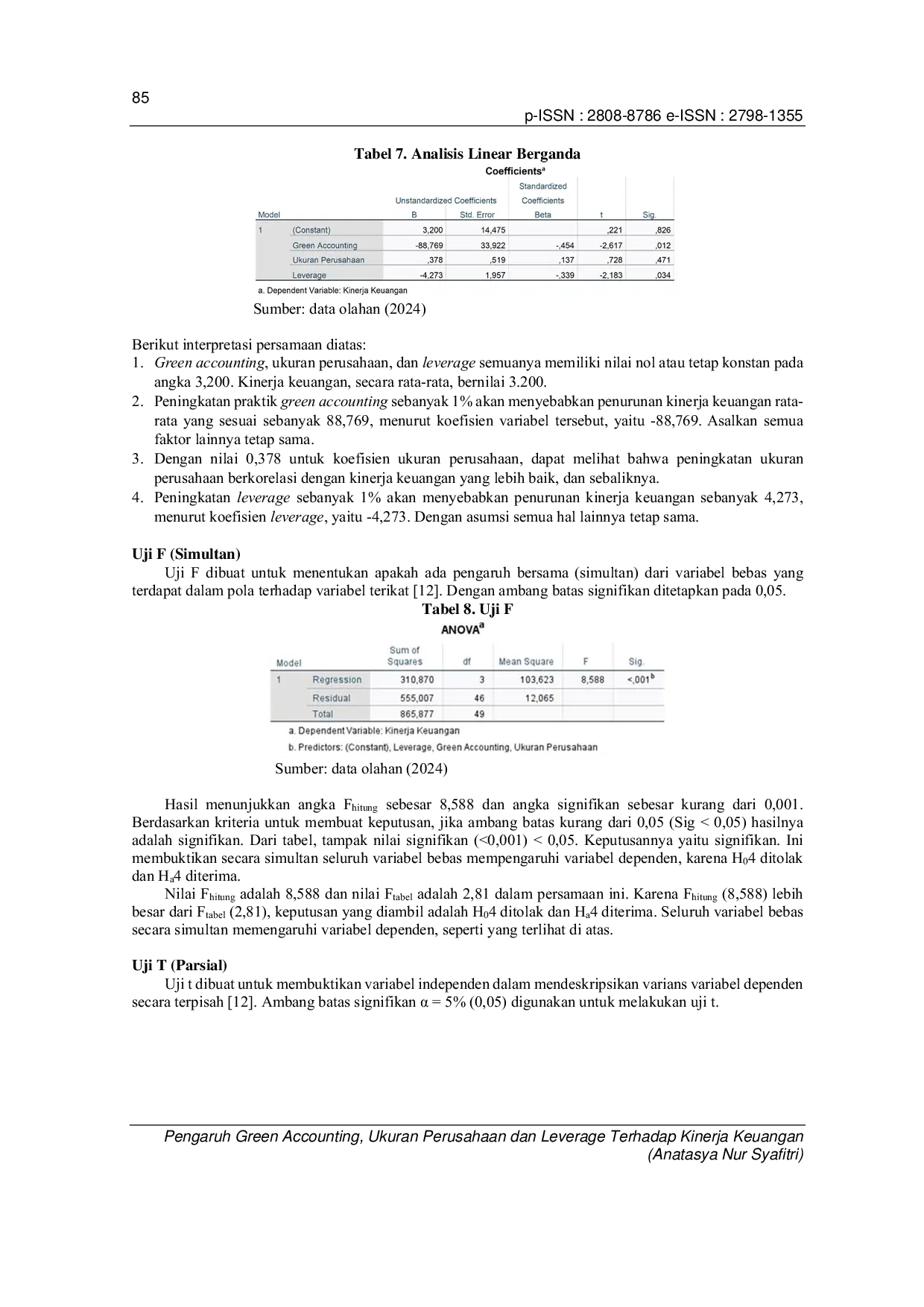 JURIS Pengaruh Green Accounting Ukuran Perusahaan dan Leverage Terhadap Kinerja Keuangan