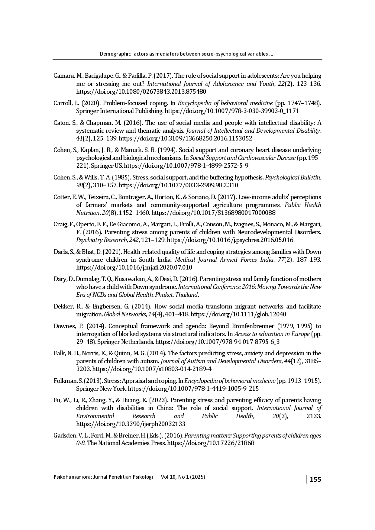 juris Demographic factors as mediators between socio psychological variables and psychological well being in parents of children with Down syndrome