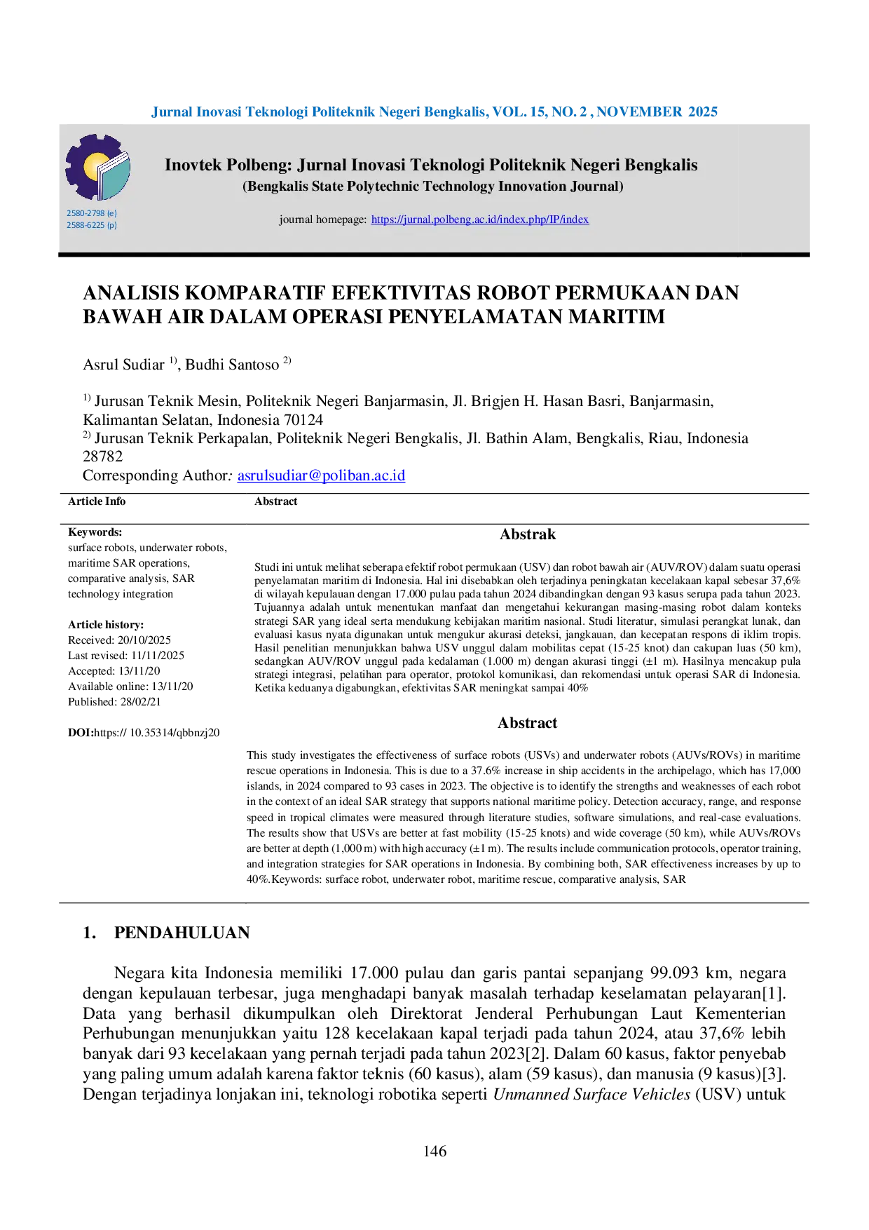 JURIS Analisis Komparatif Efektivitas Robot Permukaan Dan Bawah Air Dalam Operasi Penyelamatan Maritim