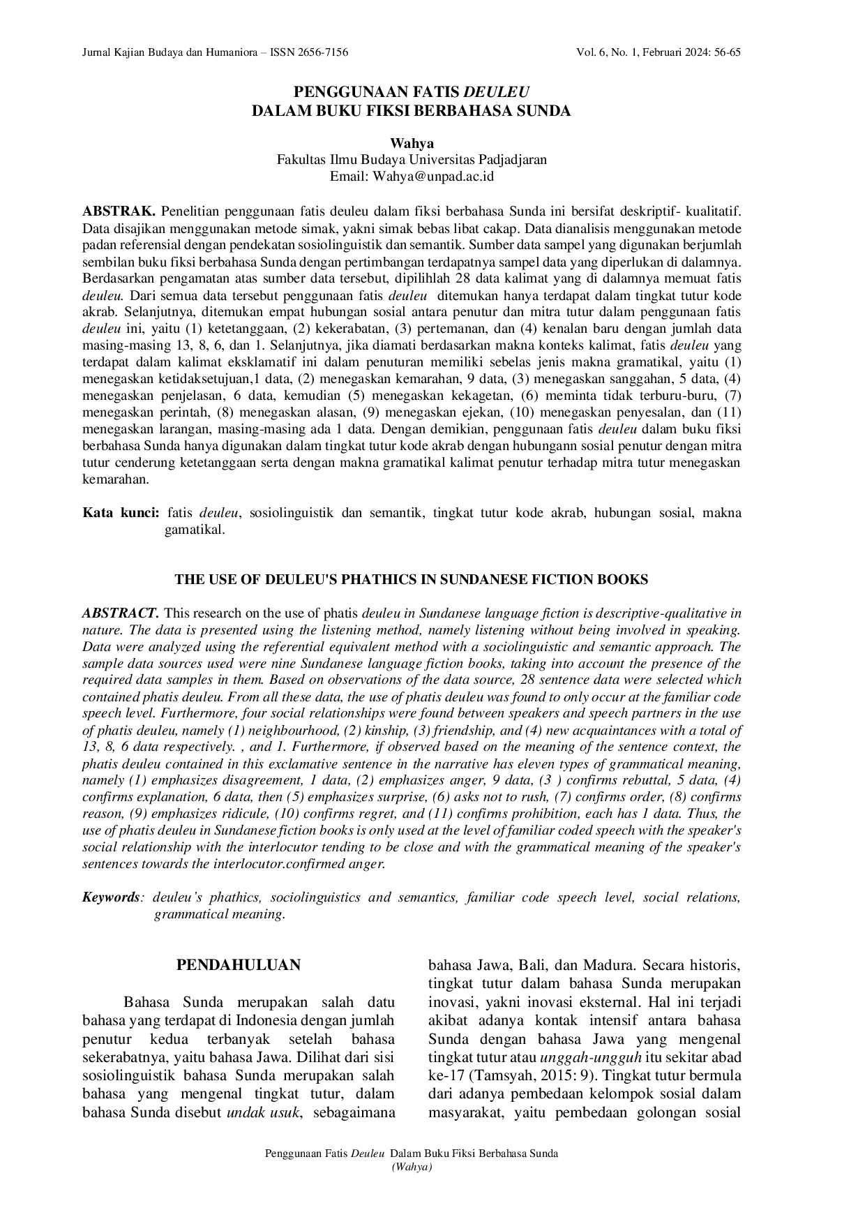 JURIS Penggunaan Fatis Deuleu Dalam Buku Fiksi Berbahasa Sunda