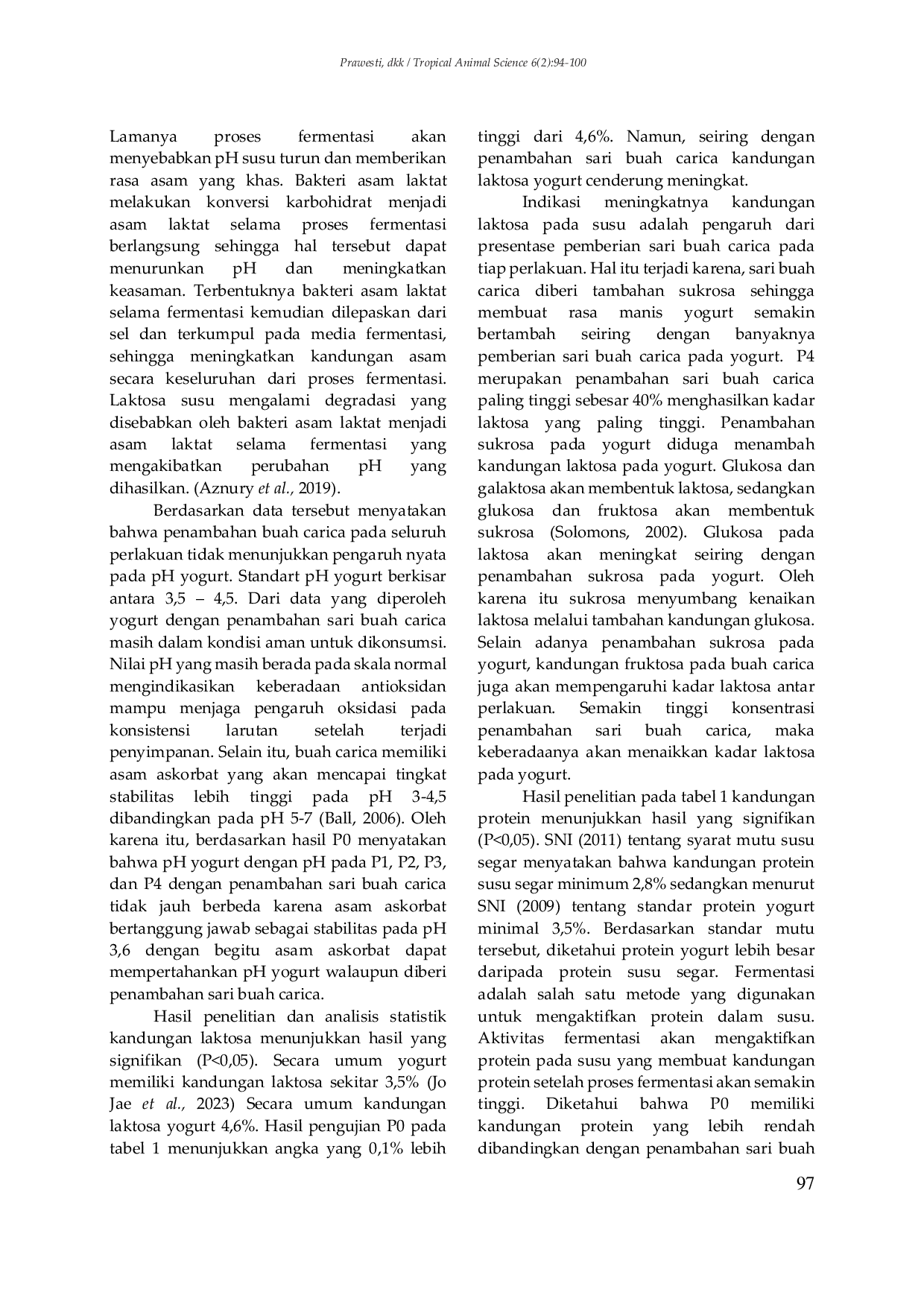 JURIS KUALITAS KIMIA YOGURT DENGAN PENAMBAHAN SARI BUAH CARICA Vasconcellea pubescens