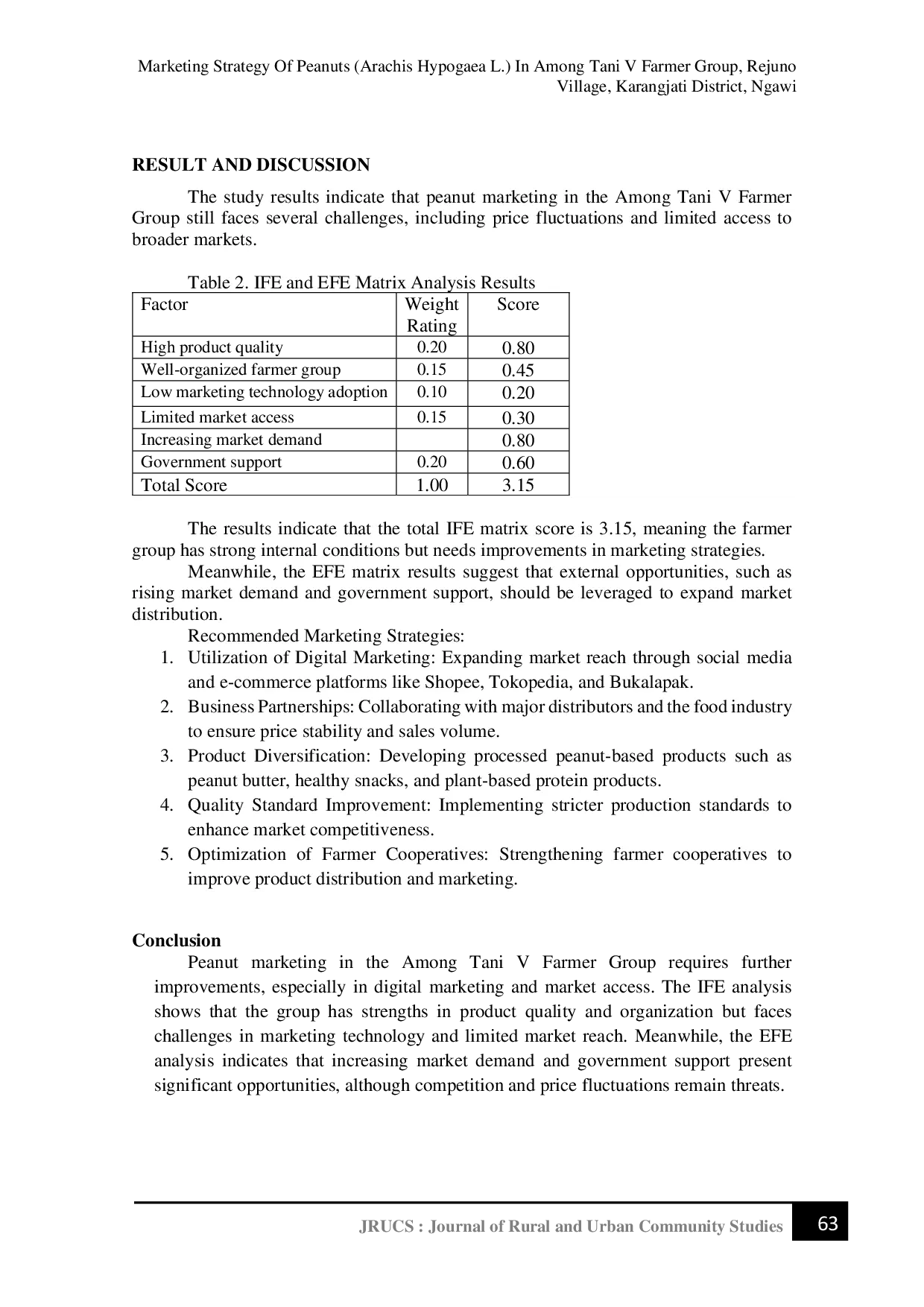 JURIS Marketing Strategy Of Peanuts Arachis Hypogaea L In Among Tani V Farmer Group Rejuno Village Karangjati District Ngawi