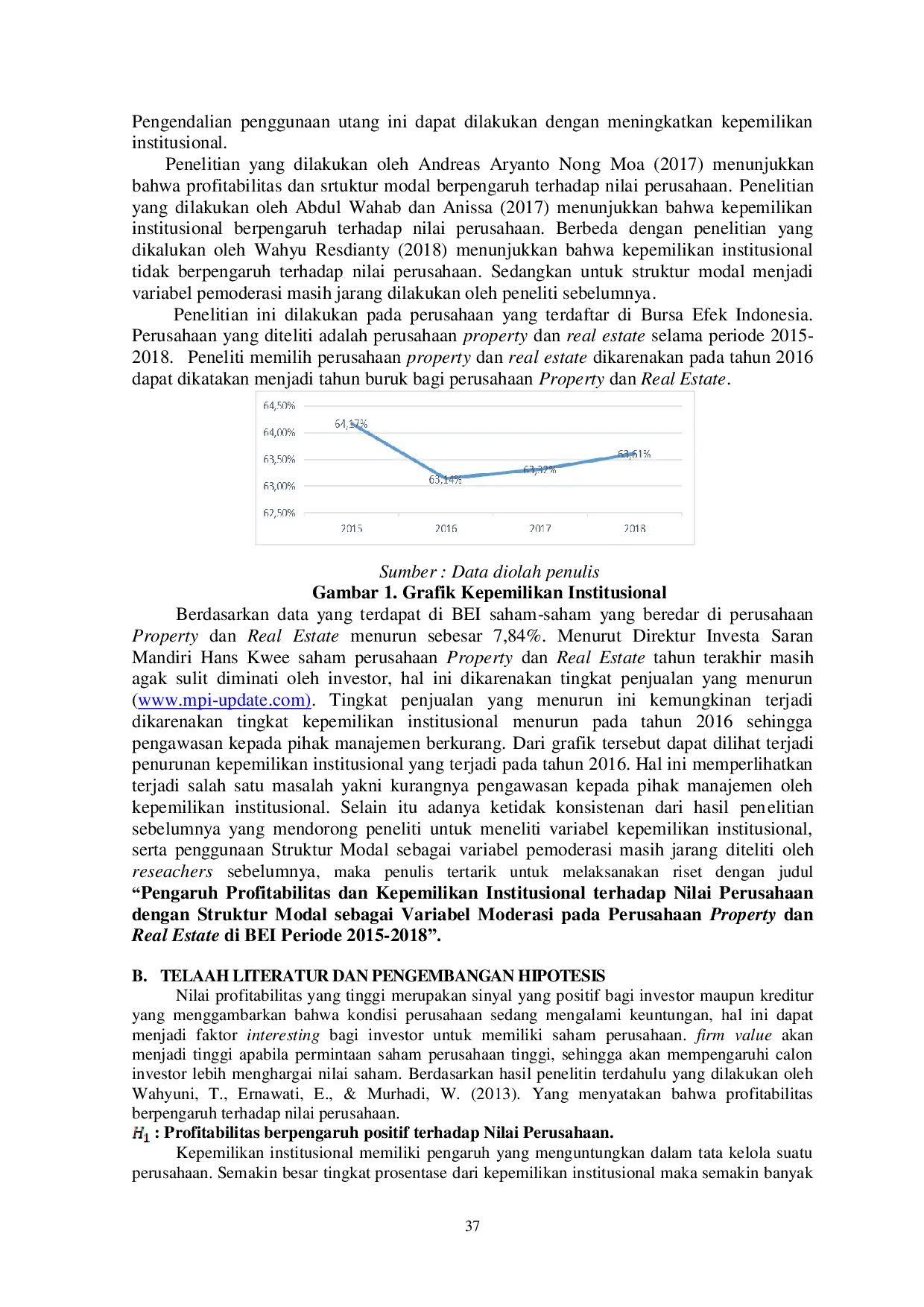 JURIS Pengaruh Profitabilitas dan Kepemilikan Institusional Terhadap Nilai Perusahaan Dengan Struktur Modal Sebagai Variabel Moderasi Pada Perusahaan Property dan Real Estate di BEI Periode 2015 2018
