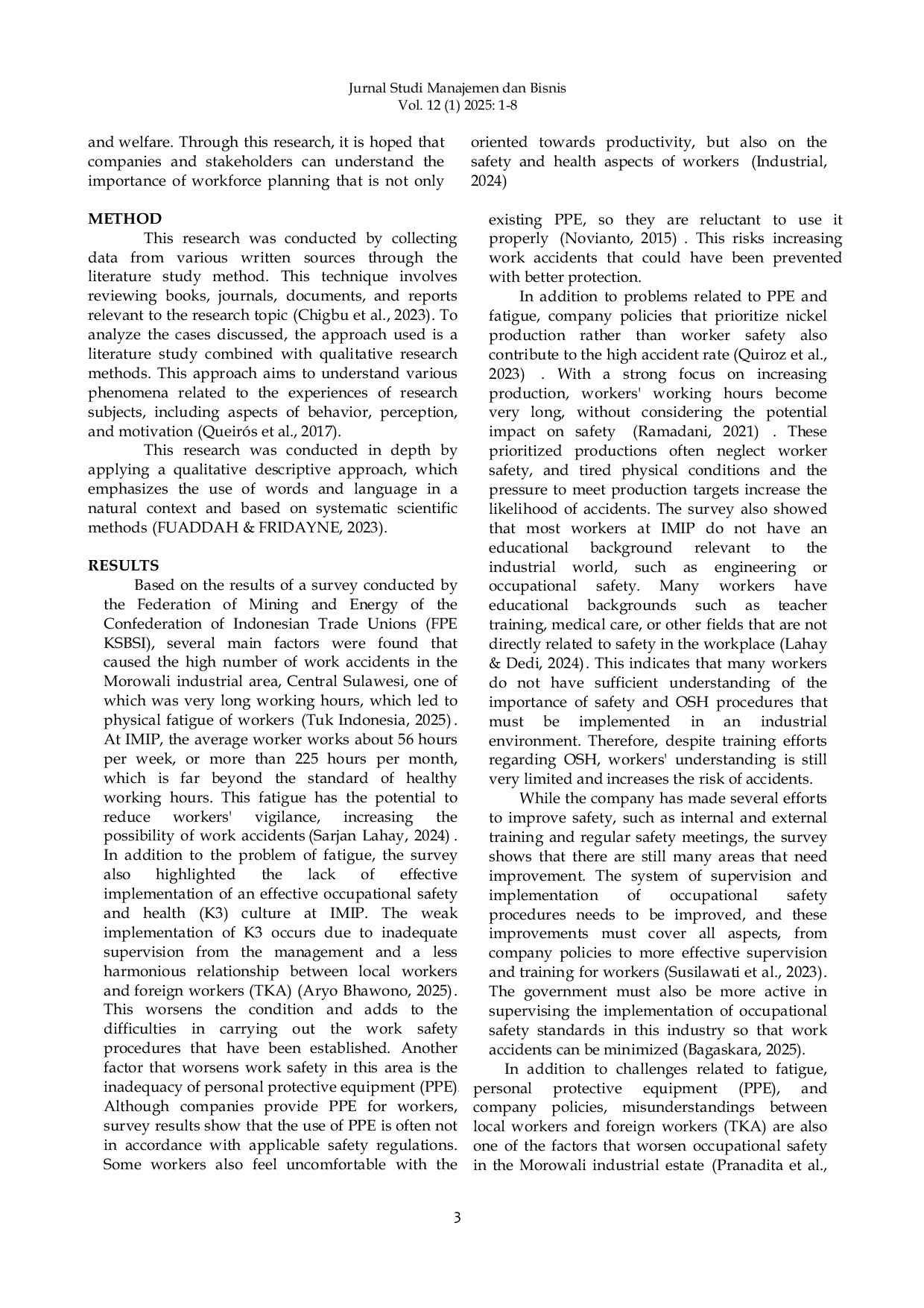 JURIS Analysis of Lack of Work Planning A Case Study of High Work Accidents at PT Indonesia Morowali Industrial Park