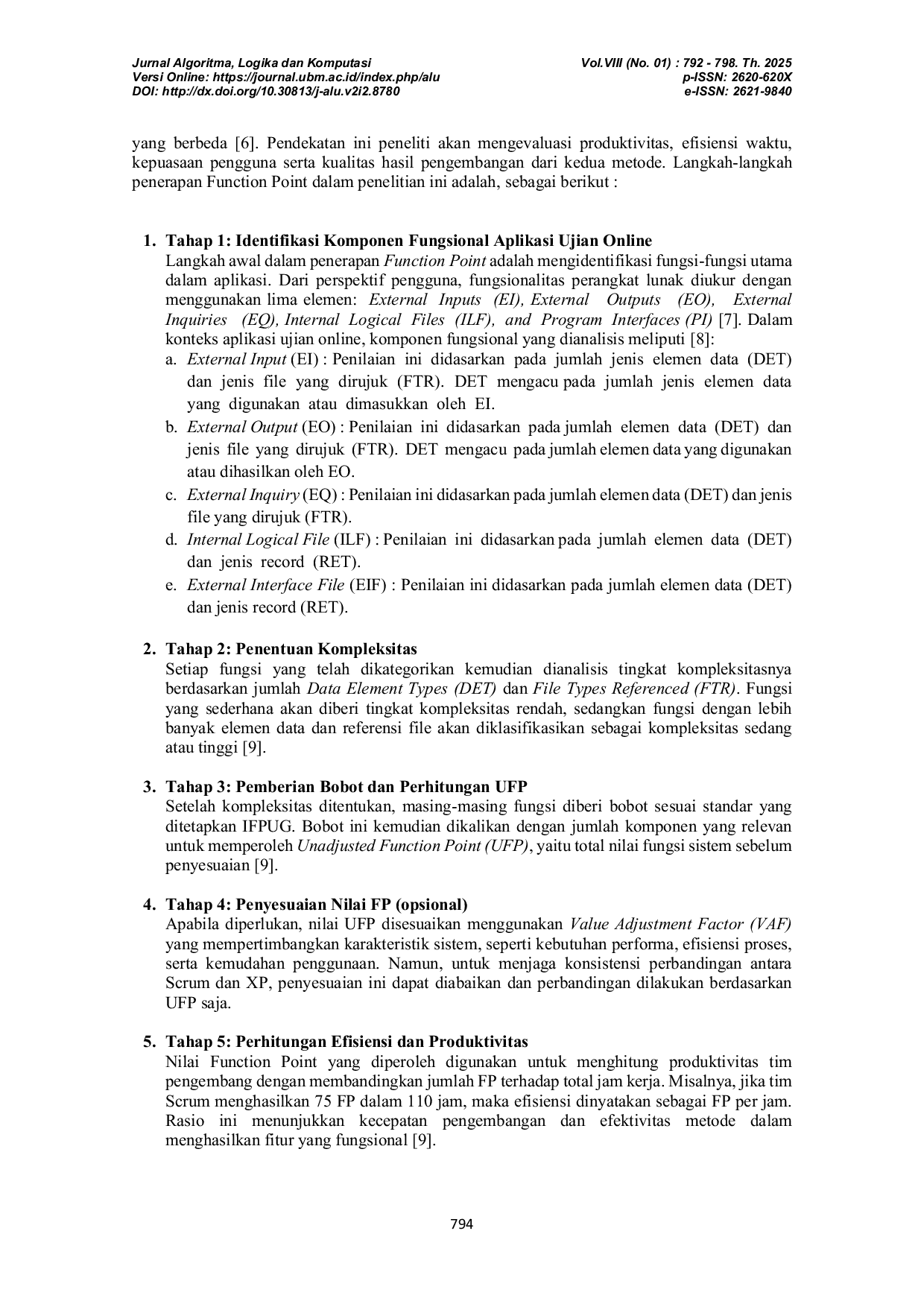 JURIS Komparasi Framework Agile Dengan Metode Function Point dalam Pengembangan Aplikasi Mobile