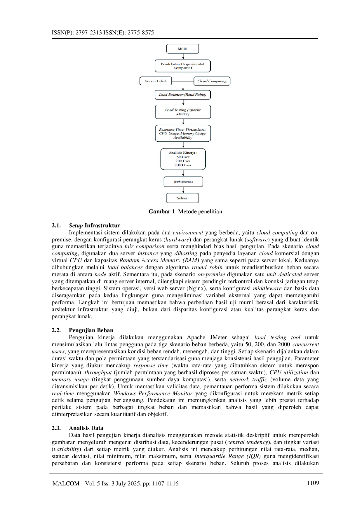 JURIS Analisis Perbandingan Kinerja Web Humas Infrastruktur On Premise dan Cloud Computing dengan Load Balancer Round Robin