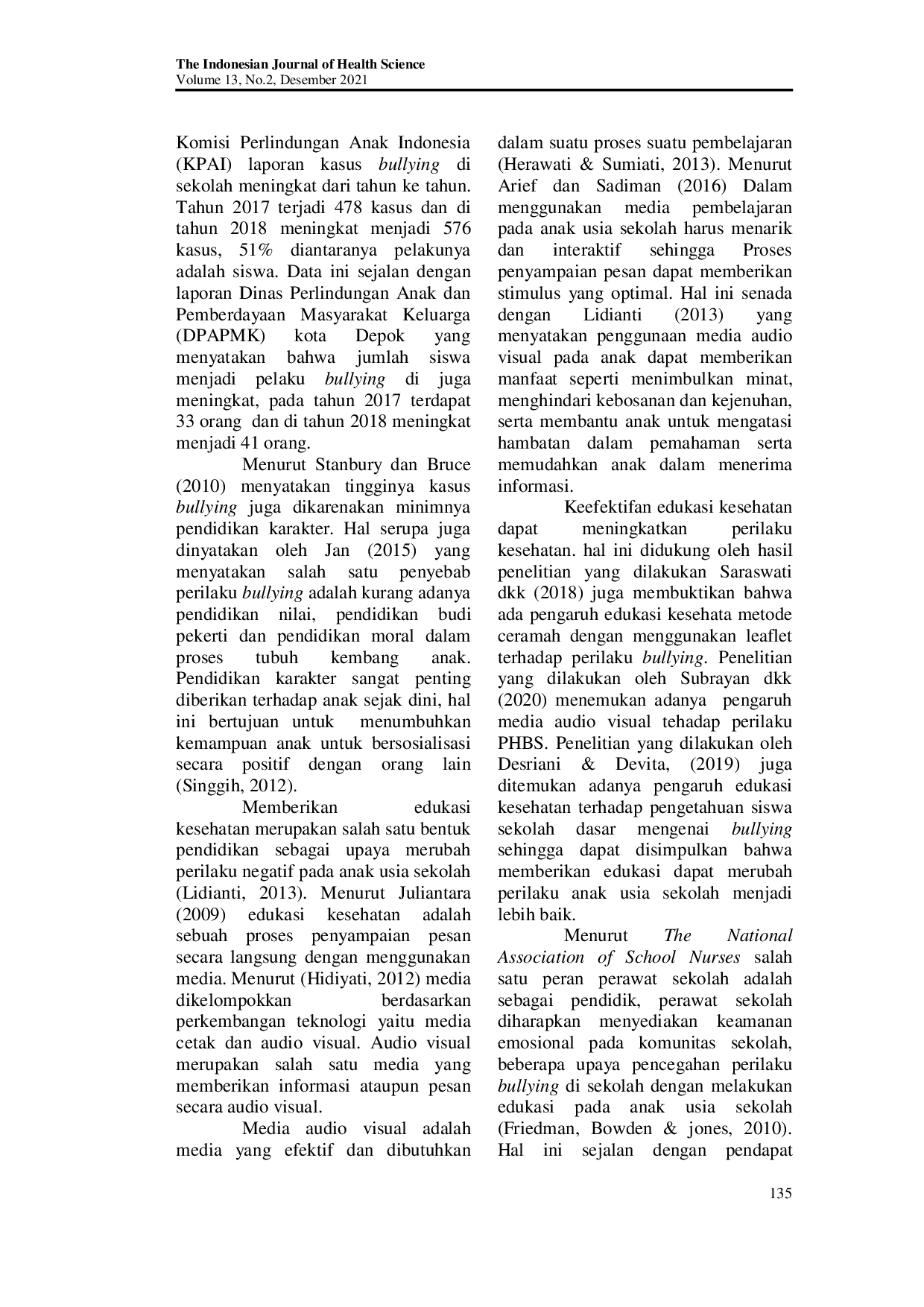 JURIS Pengaruh Pendidikan Kesehatan Dengan Media Audio Visual Terhadap Perilaku Bullying Anak Usia Sekolah