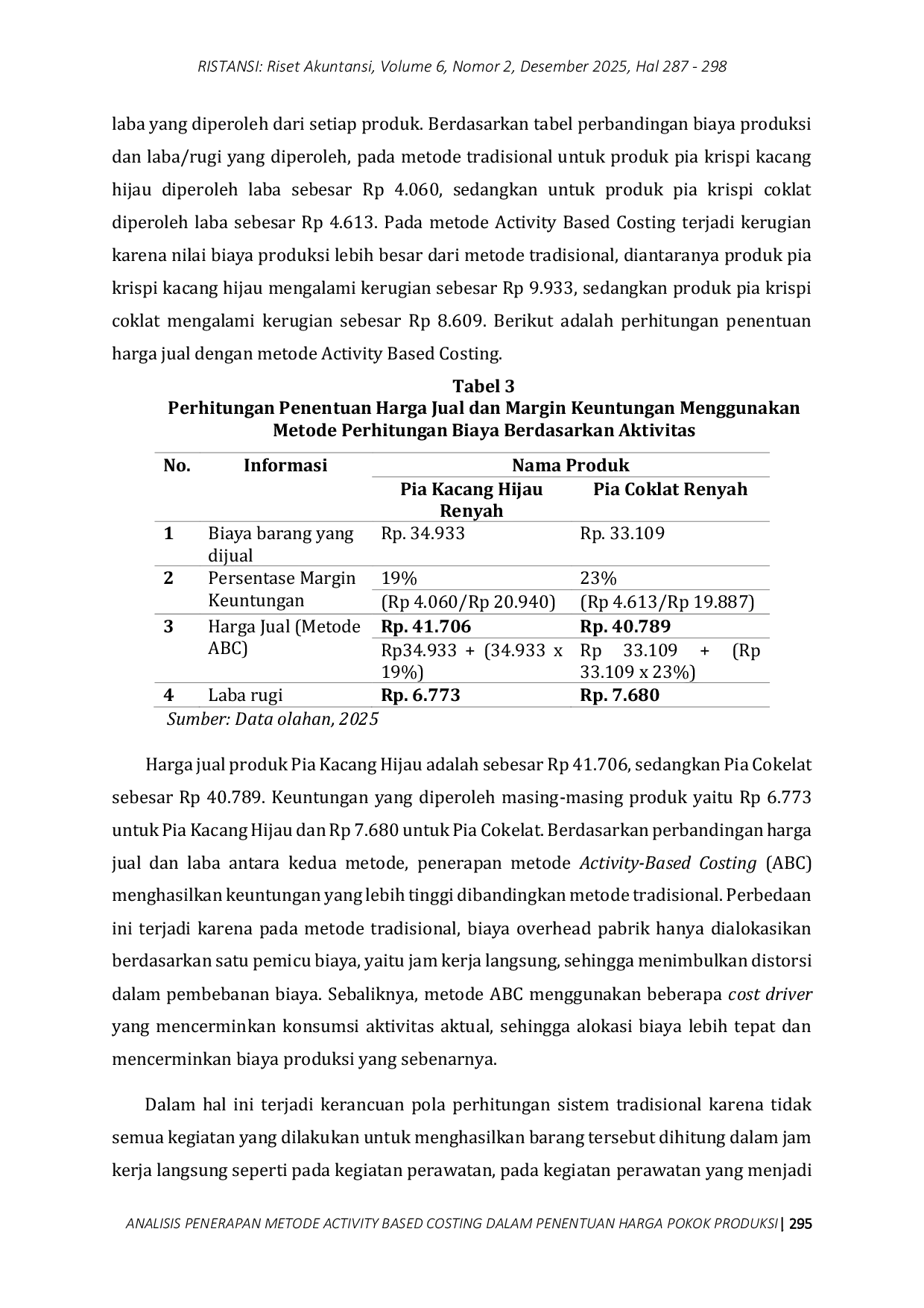 JURIS Analisis Penerapan Metode Activity Based Costing Dalam Penentuan Harga Pokok Produksi