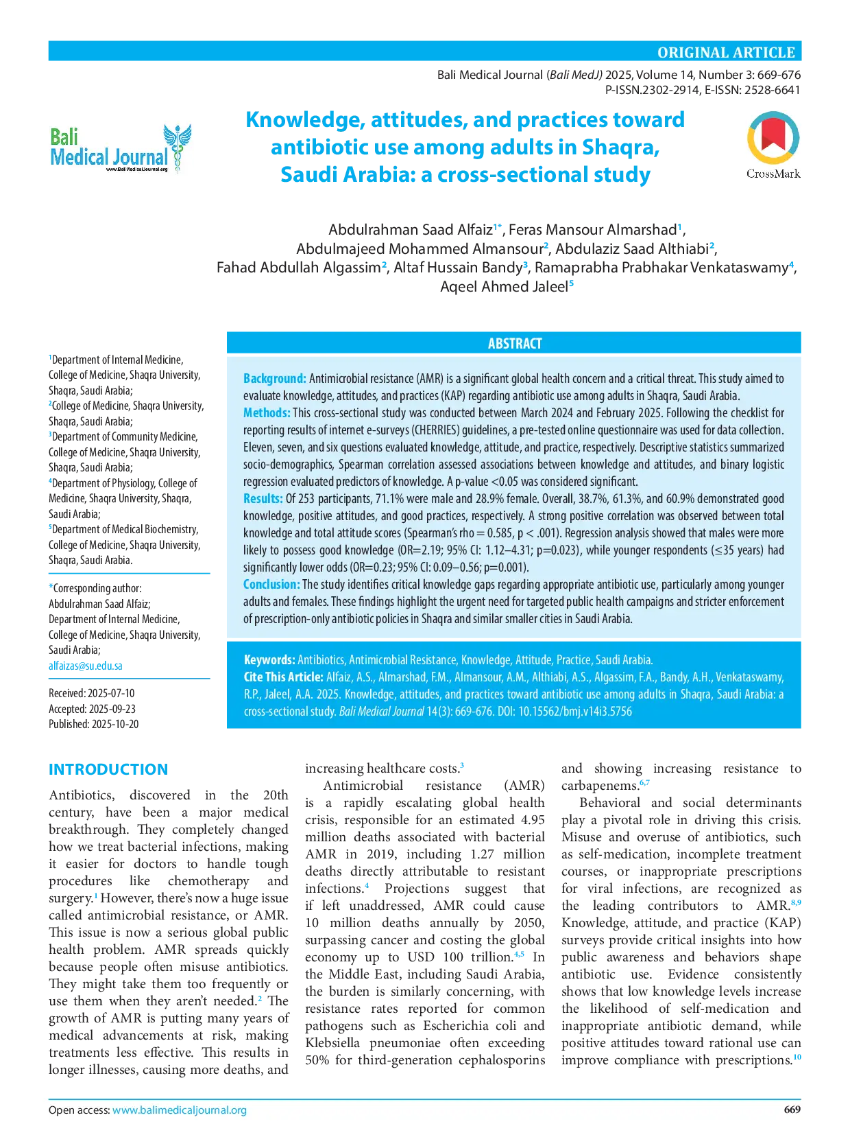 JURIS Knowledge attitudes and practices toward antibiotic use among adults in Shaqra Saudi Arabia a cross sectional study
