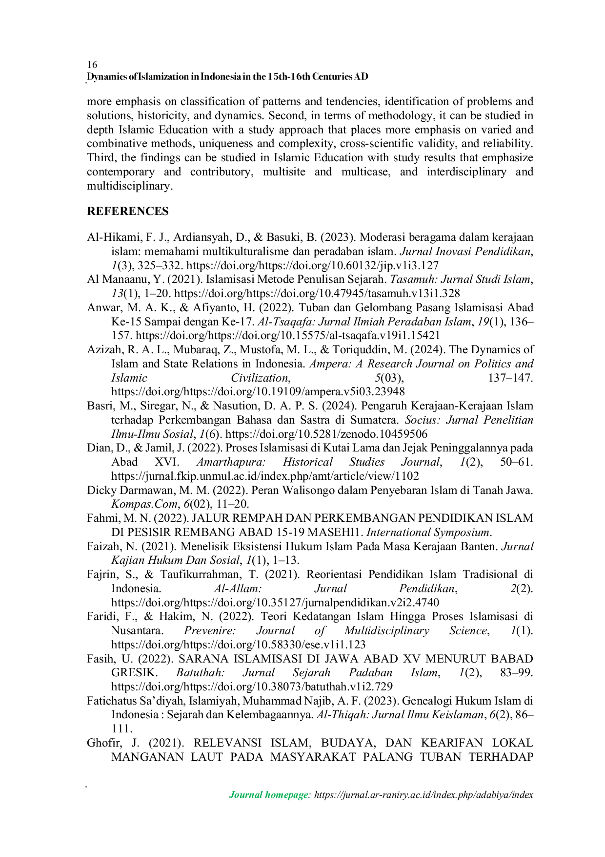JURIS Dynamics of Islamization in Indonesia in the 15th 16th Centuries AD