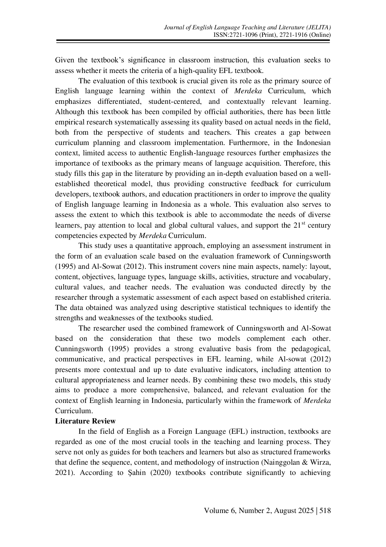 JURIS Evaluating Bahasa Inggris Work in Progress A Comprehensive Analysis of Indonesia s Merdeka Curriculum English Textbook for Grade X Using Cunningsworth and Al Sowat Framework