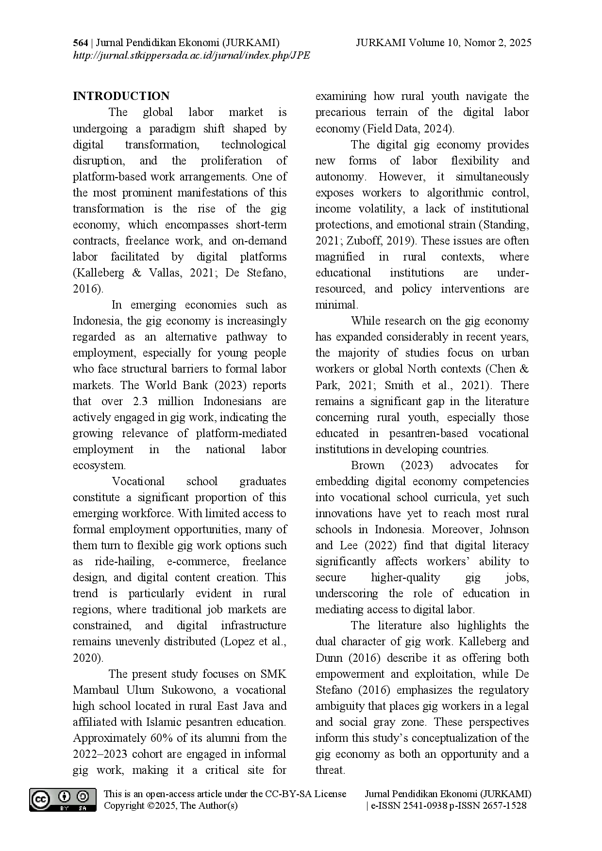 juris Ekonomi Gig Di Era Digital Dan Peluang Kerja Studi Kasus Alumni Smk Mambaul Ulum Sukowono Jember