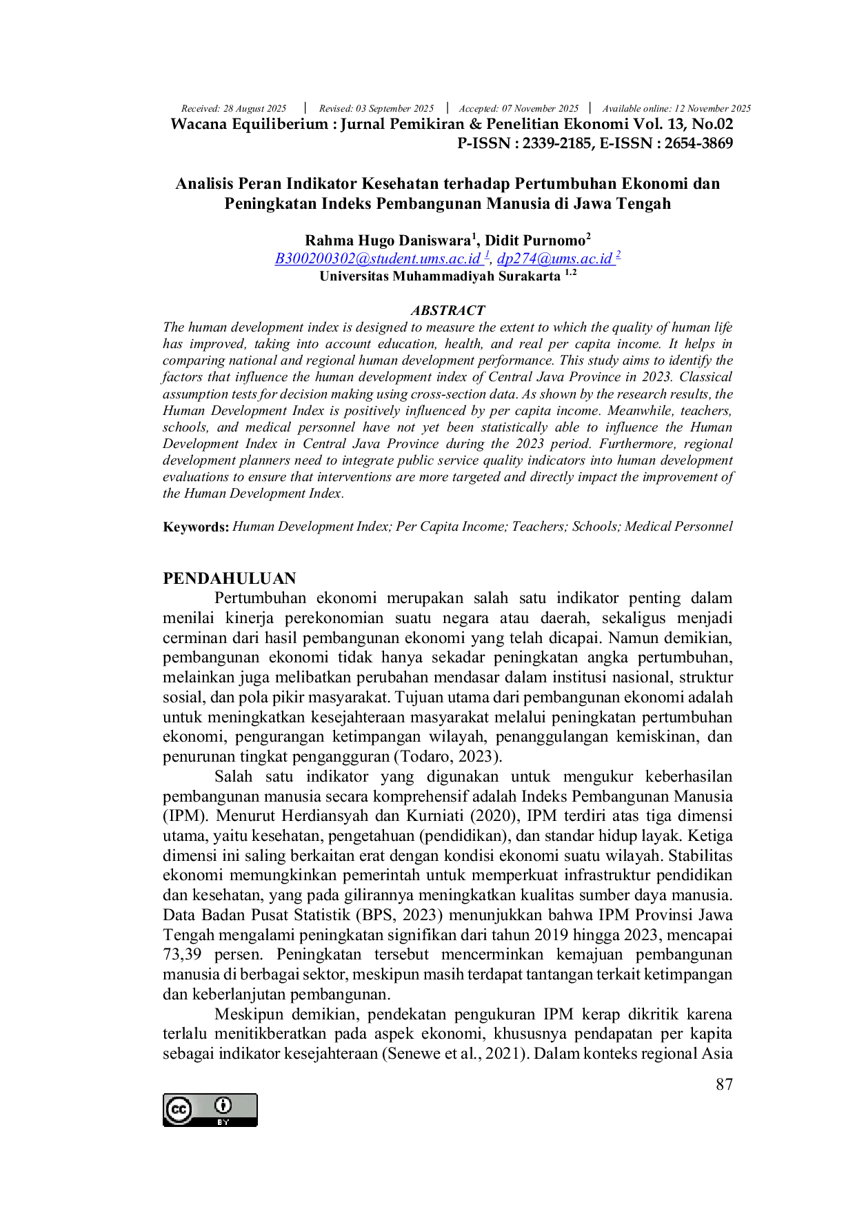 JURIS Analisis Peran Indikator Kesehatan terhadap Pertumbuhan Ekonomi dan Peningkatan Indeks Pembangunan Manusia di Jawa Tengah
