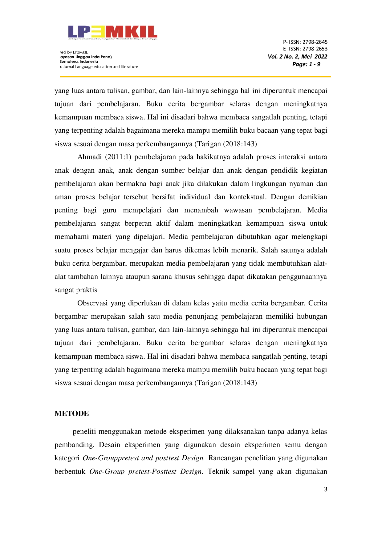 JURIS Penerapan Media Bergambar pada Pembelajaran Bahasa Indonesia Siswa Kelas III SD Negeri Sukakarya