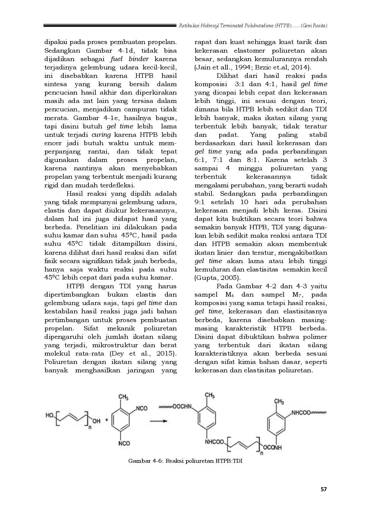 juris Retikulasi Hidroxyl Terminated Polibutadiene HTPB Mandiri Dengan Toluene Diisocyanate TDI Membentuk Poliuretan Sebagai Fuel Binder Propelan