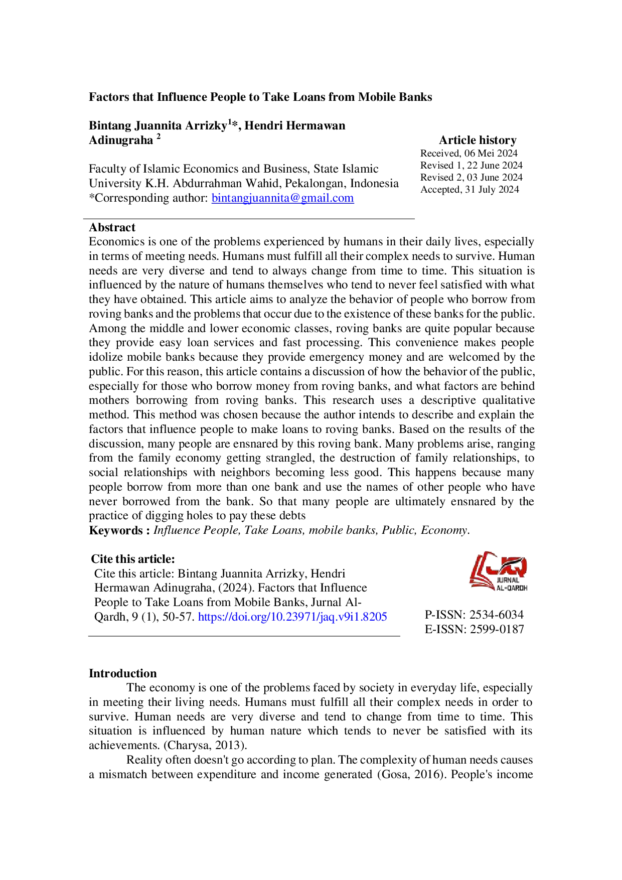 JURIS Factors That Influence People to Take Loans From Mobile Banks