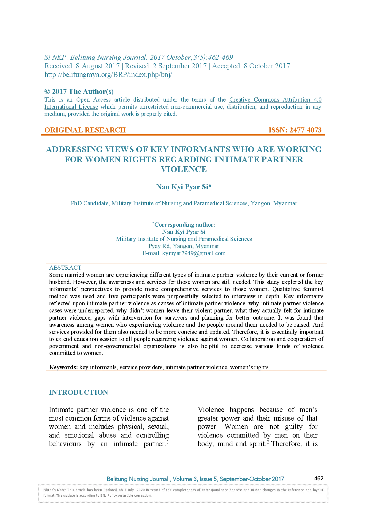 juris Addressing Views of Key Informants Who Are Working for Women Rights Regarding Intimate Partner Violence